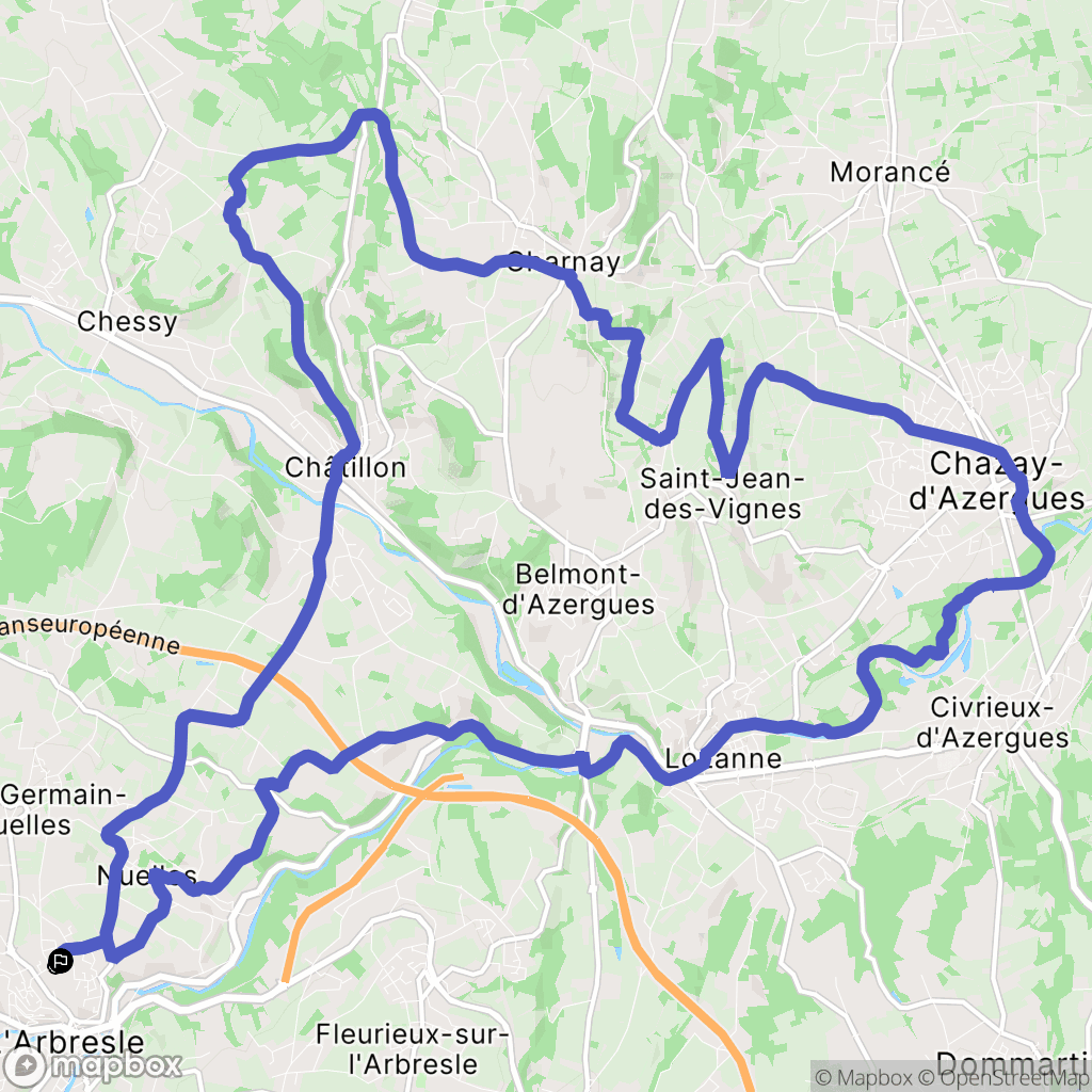 L'Arbresle : carte du parcours de randonnée - France