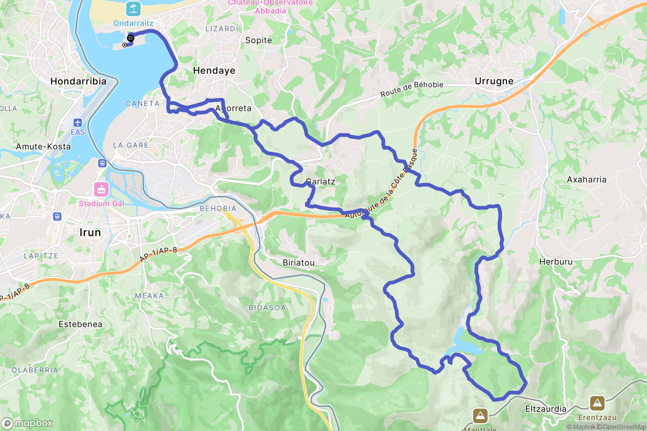 Hendaye : carte du parcours de randonnée - France