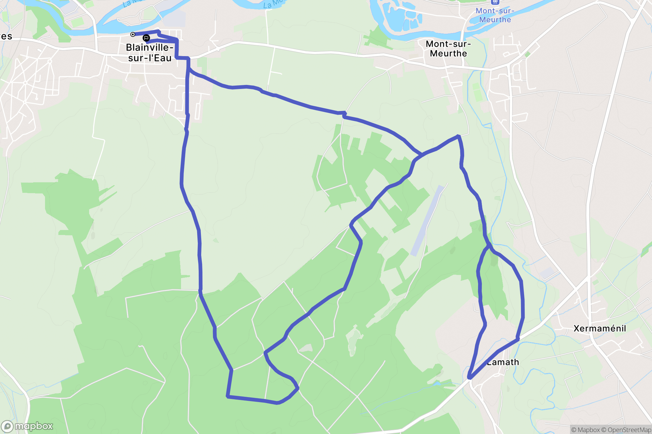 Blainville-sur-l'Eau : carte du parcours de randonnée - France