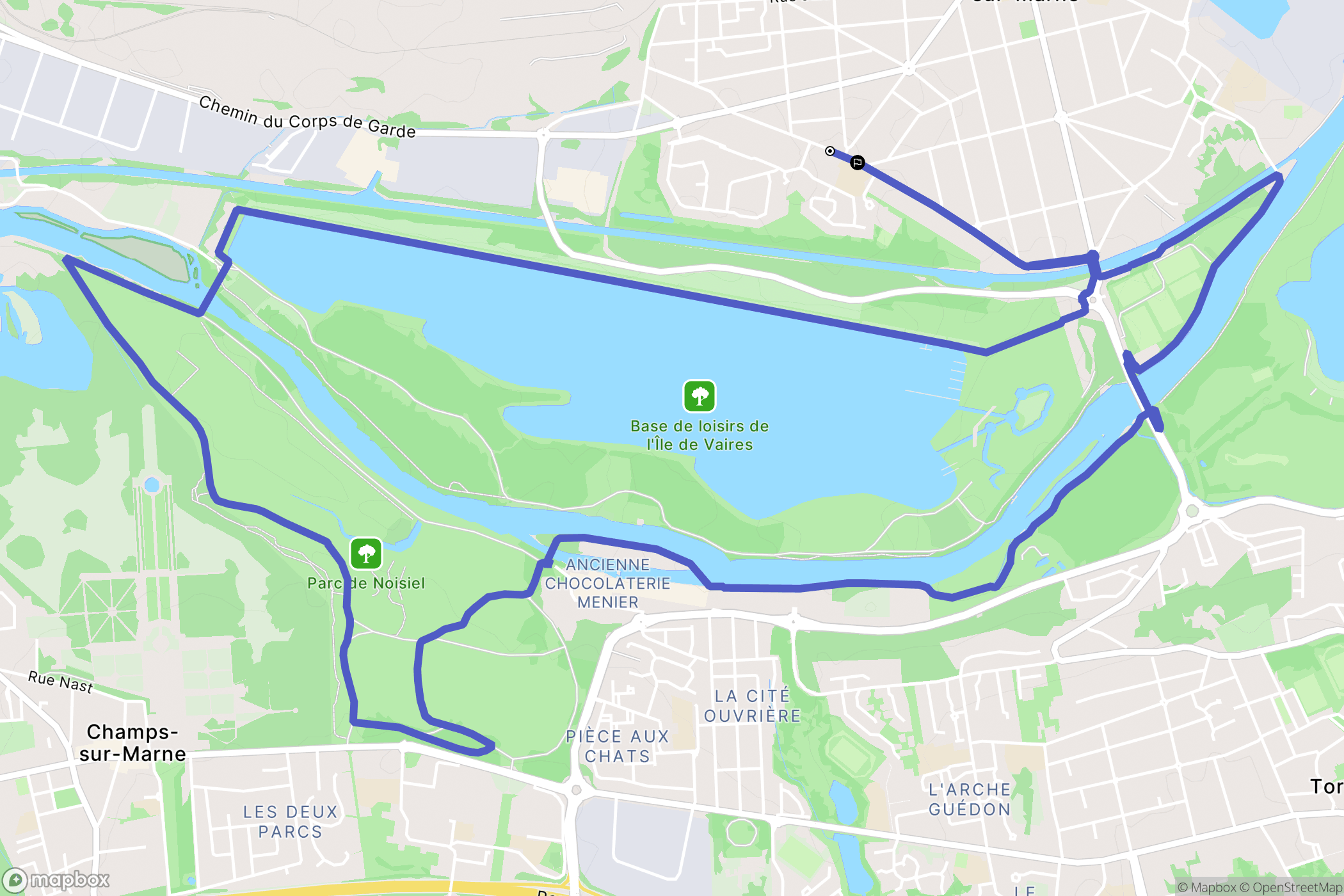 Vaires-sur-Marne : carte du parcours de randonnée - France