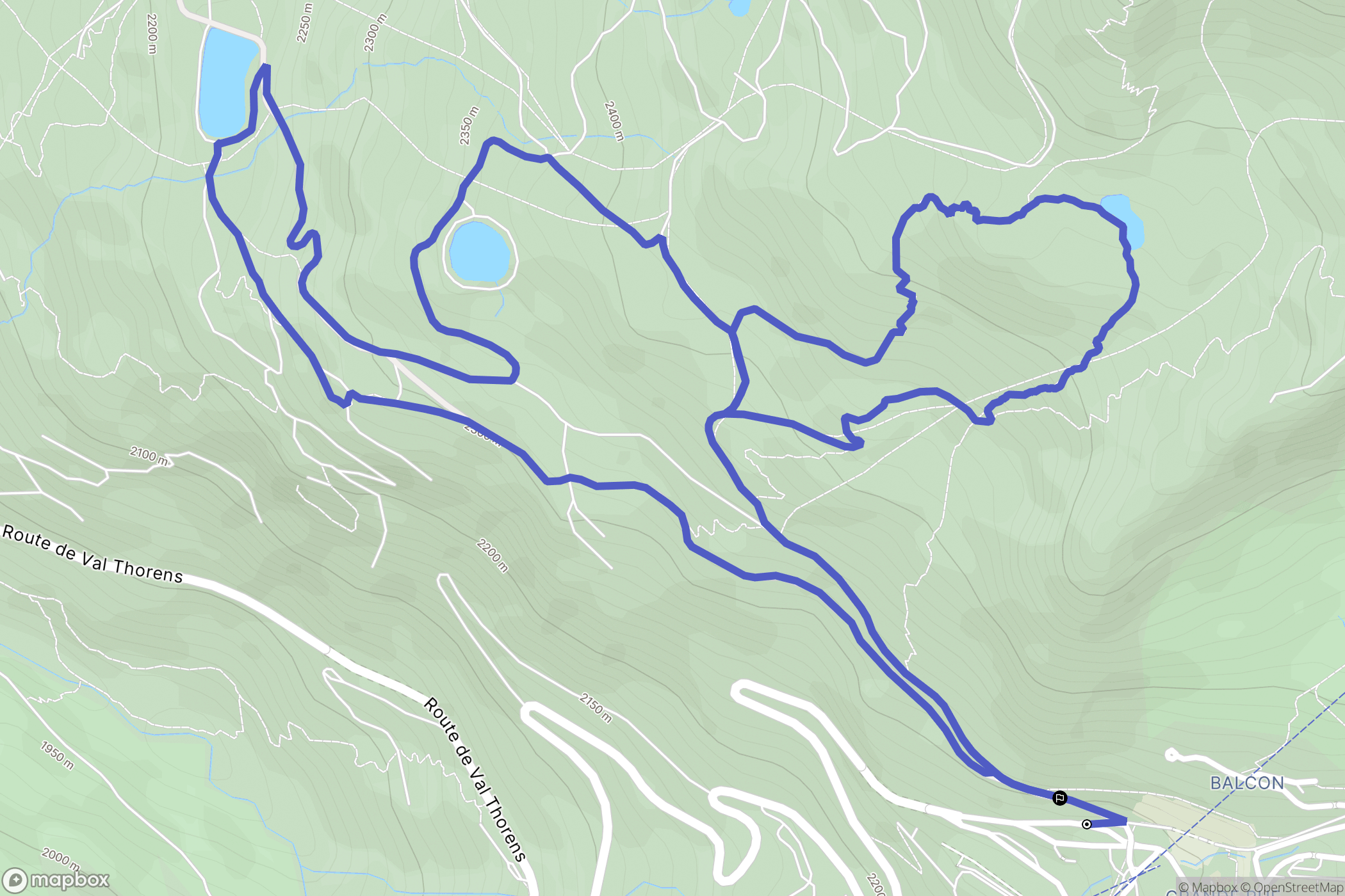 Les Belleville : carte du parcours de randonnée - France