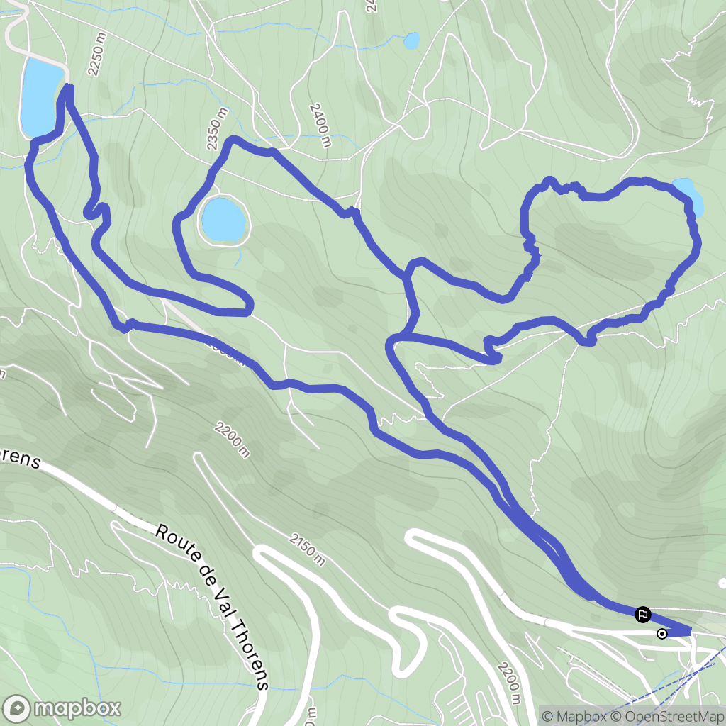 Les Belleville : carte du parcours de randonnée - France