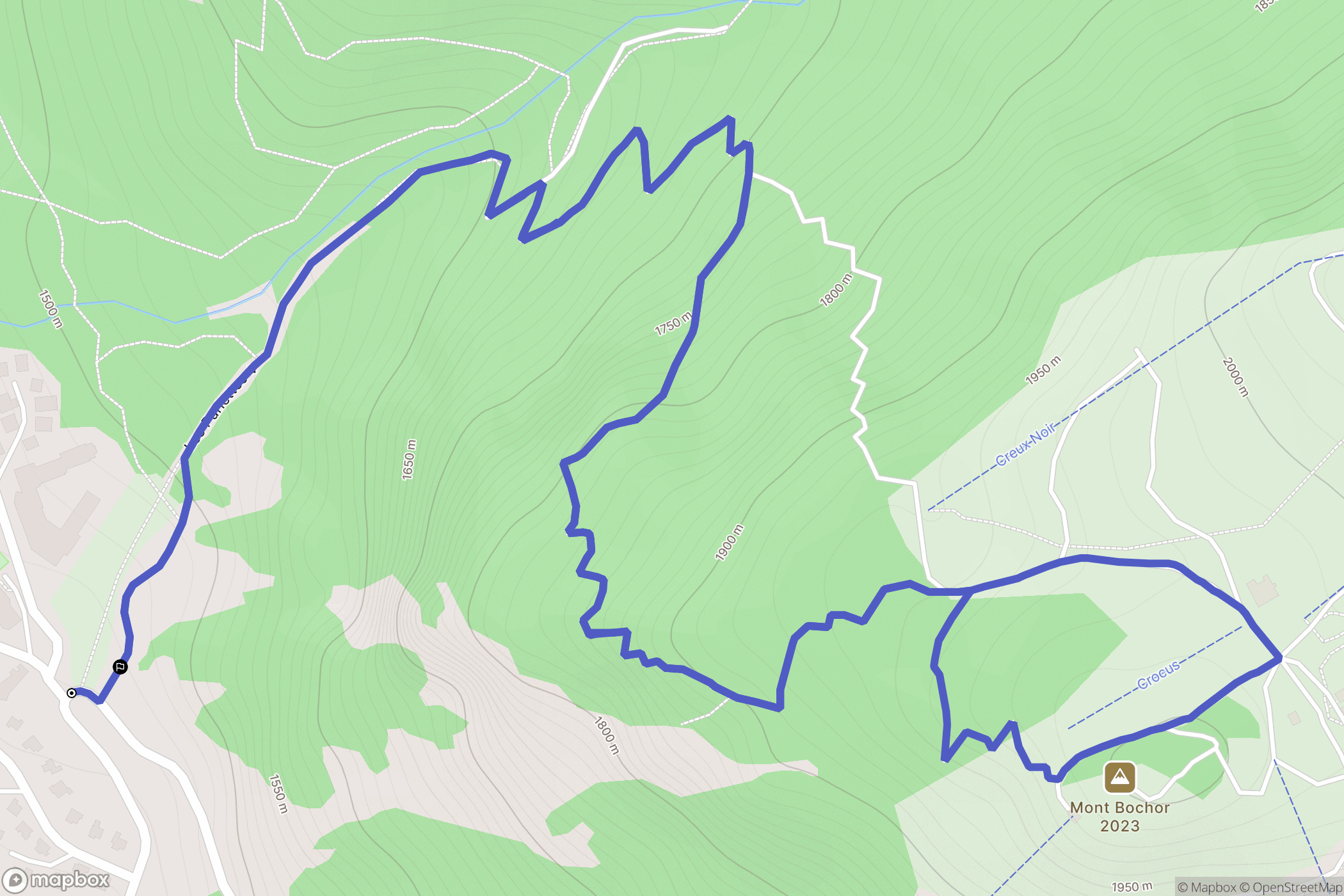 Pralognan-la-Vanoise : carte du parcours de randonnée - France
