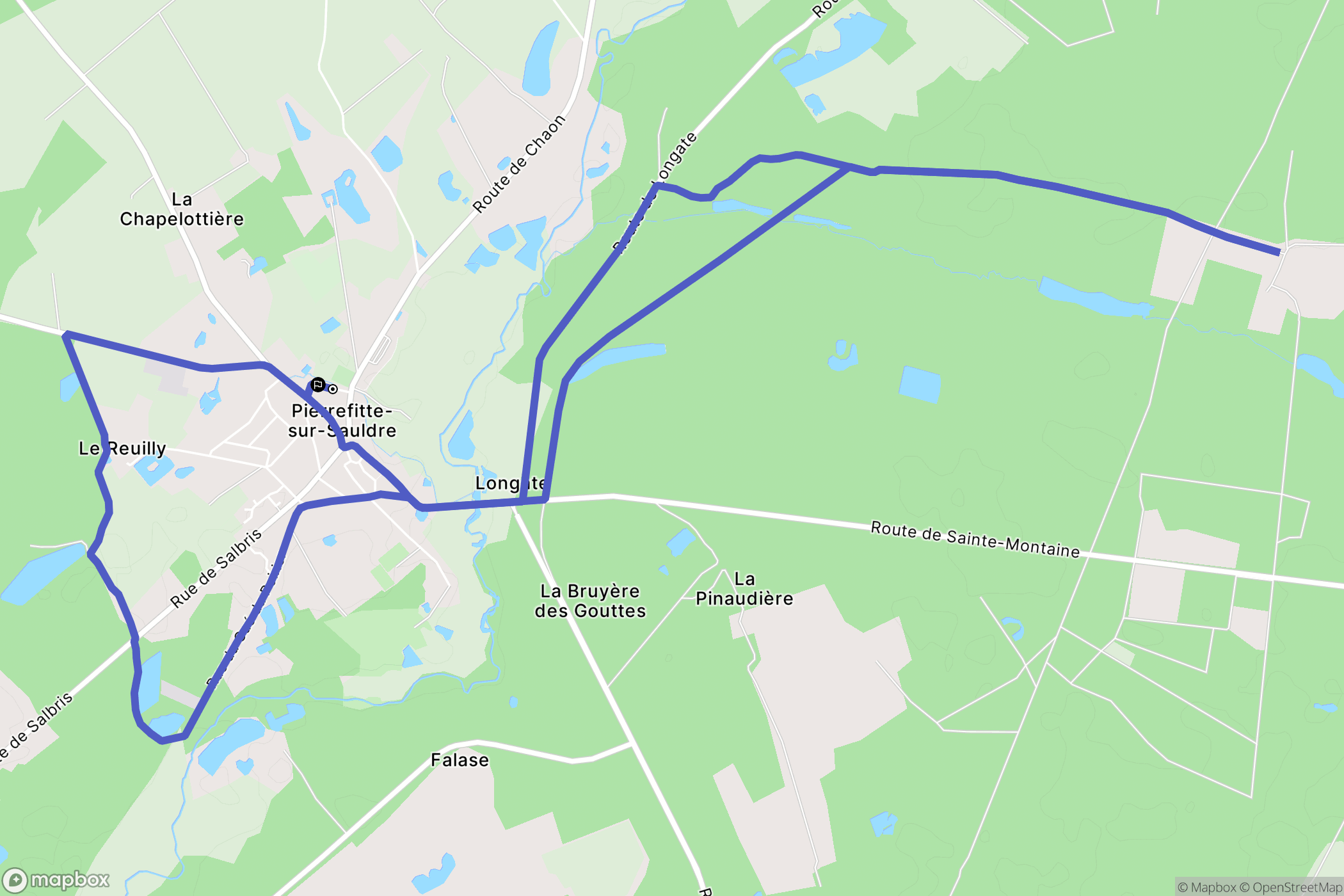 Pierrefitte-sur-Sauldre : carte du parcours de randonnée - France