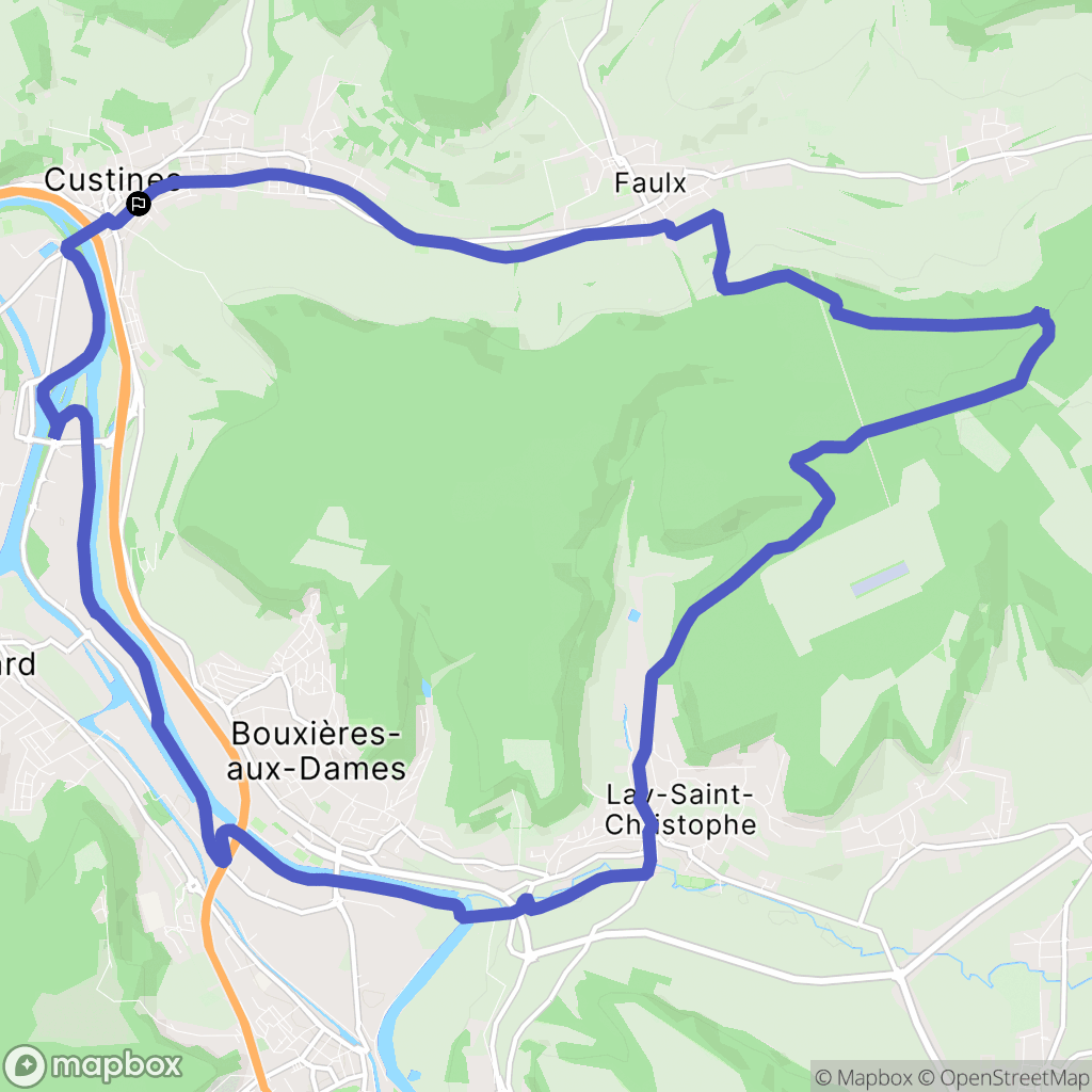 Custines : carte du parcours de randonnée - France