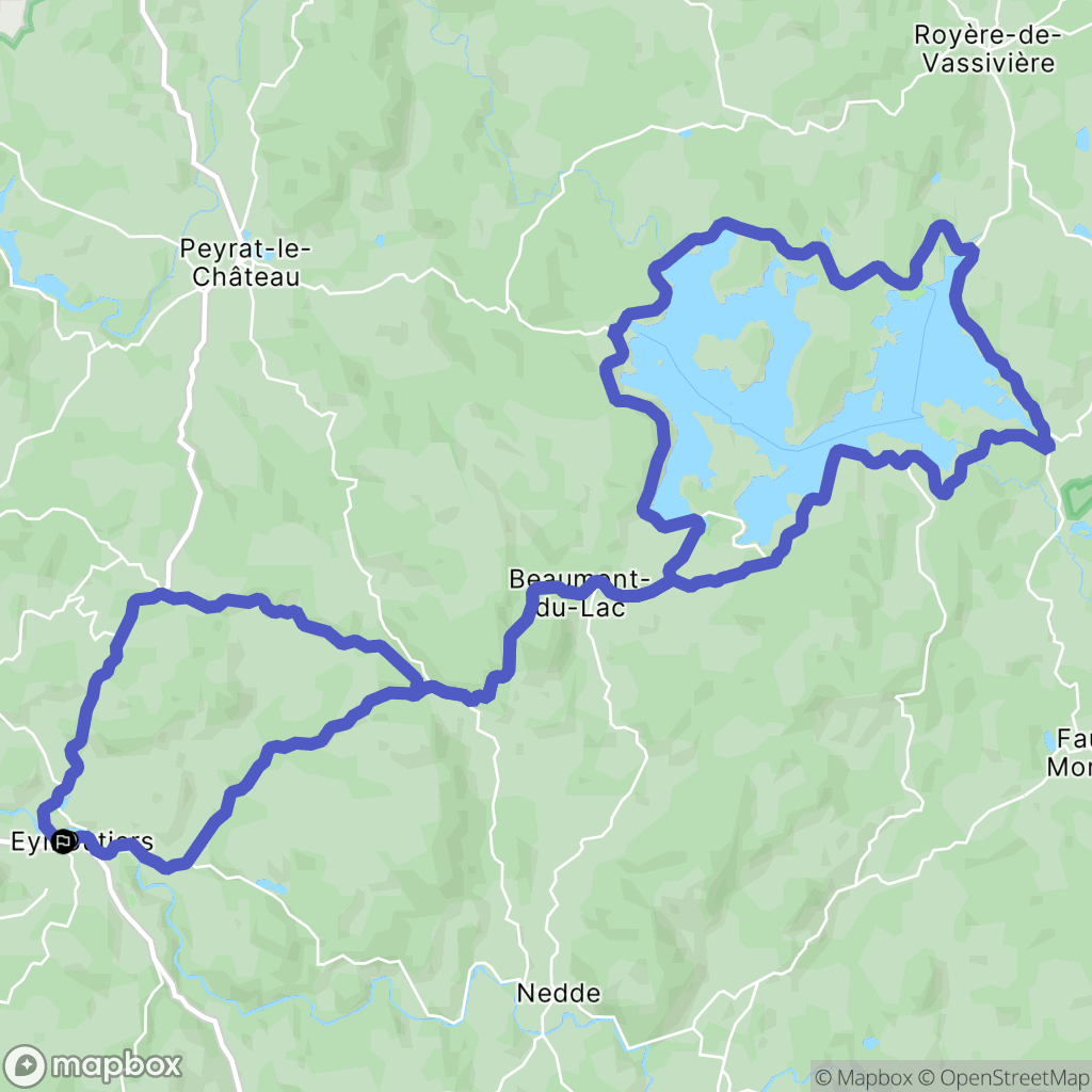 Eymoutiers : carte du parcours de randonnée - France
