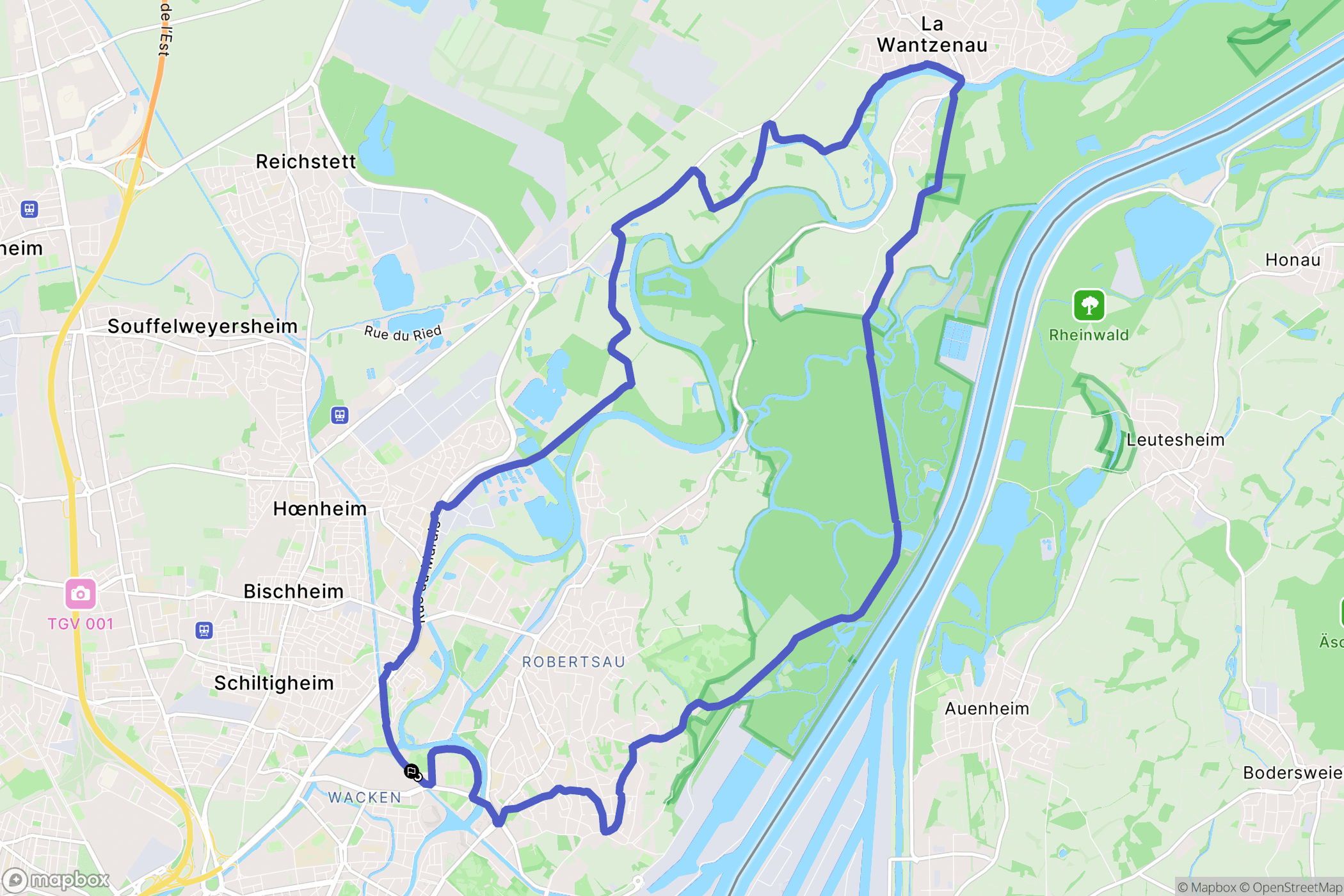 Strasbourg : carte du parcours de randonnée - France