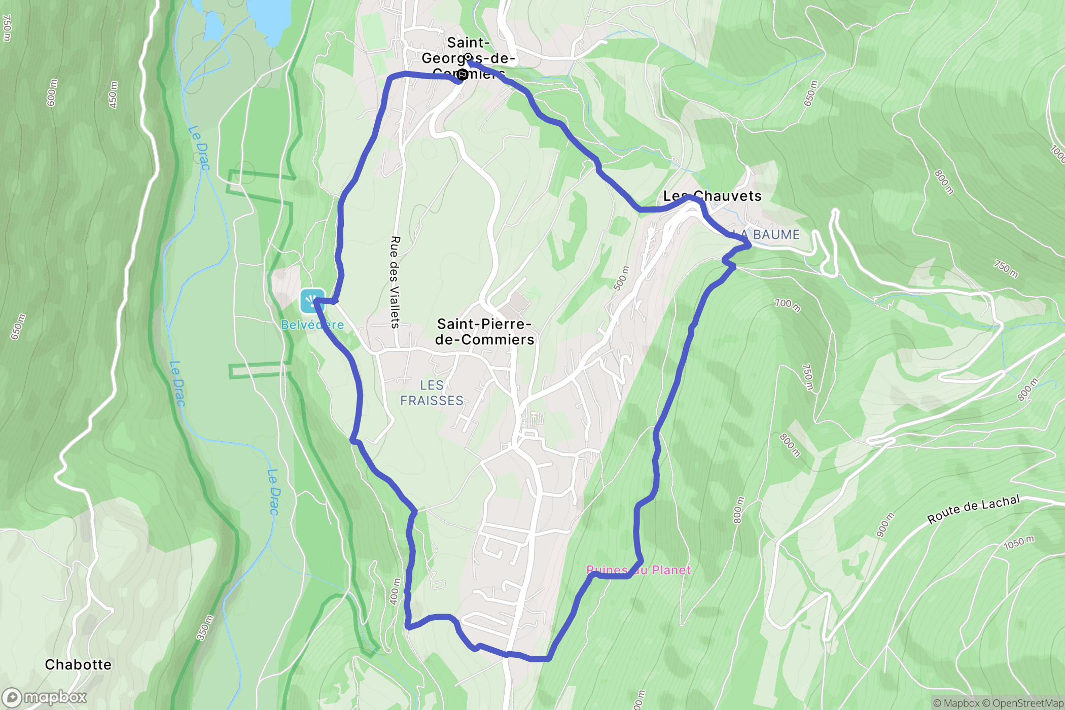 Saint-Georges-de-Commiers : carte du parcours de randonnée - France