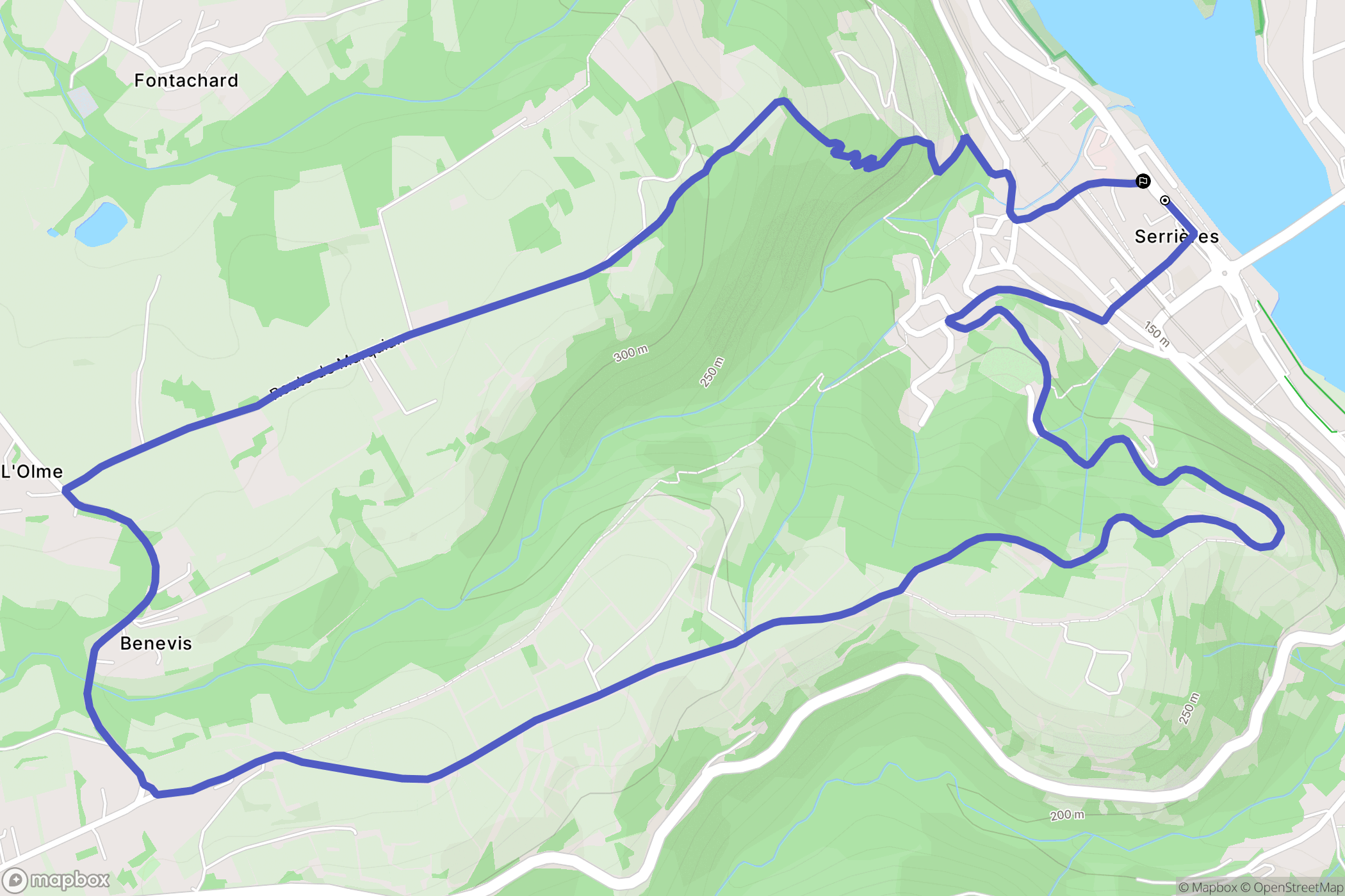Serrières : carte du parcours de randonnée - France