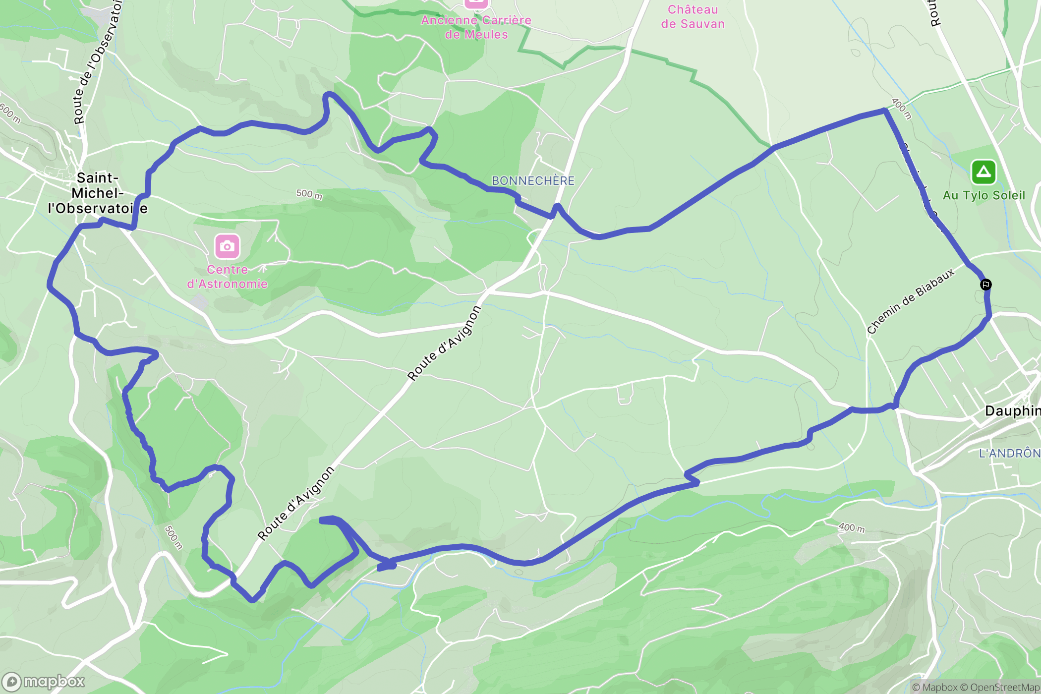 Dauphin : carte du parcours de randonnée - France