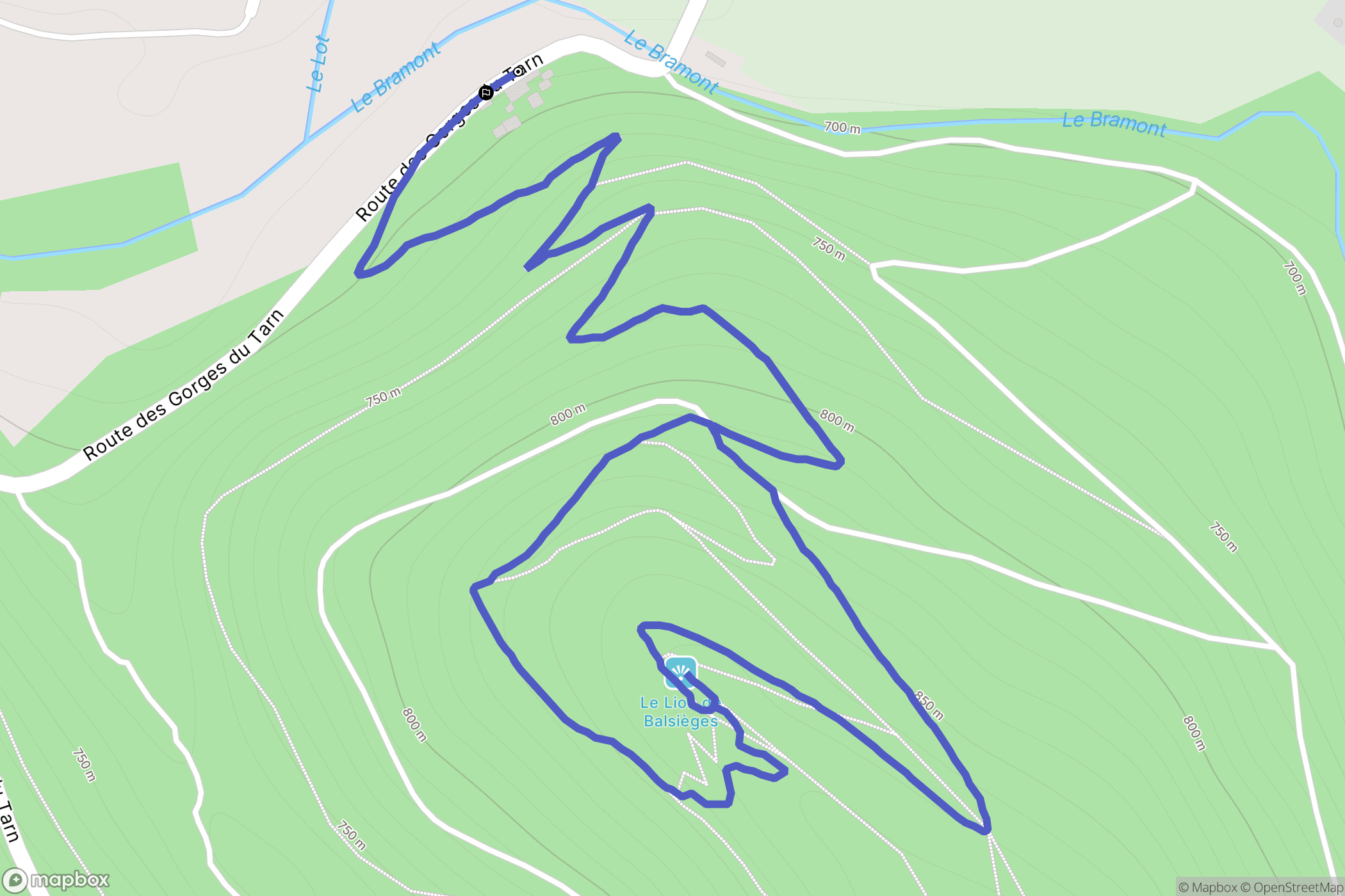 Balsièges : carte du parcours de randonnée - France