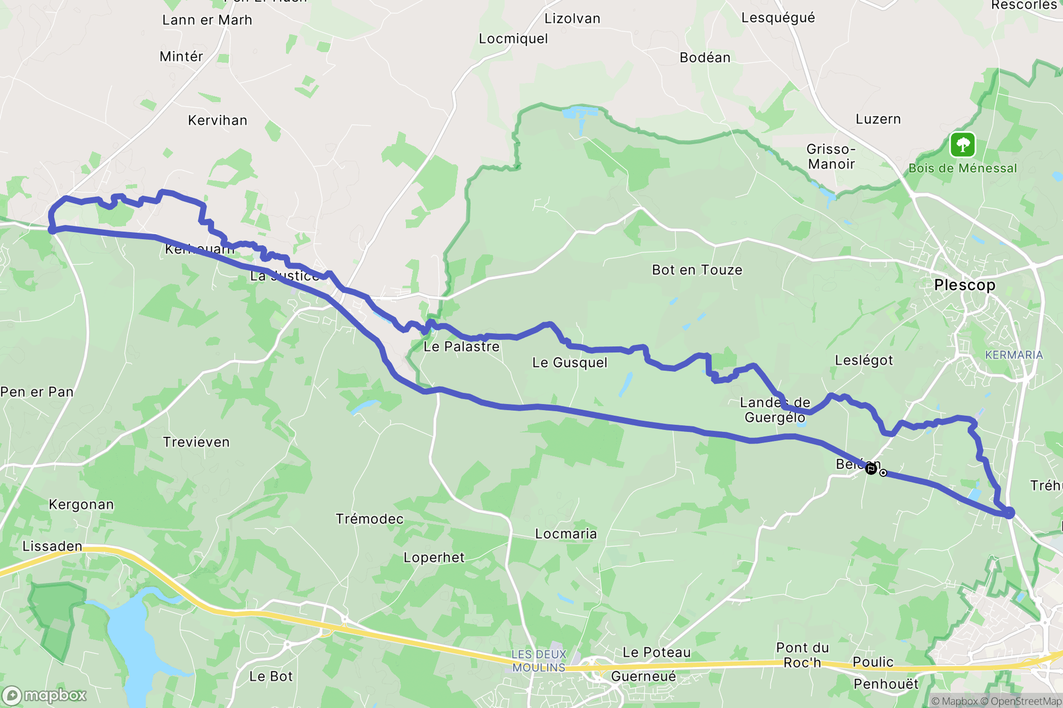 Plescop : carte du parcours de randonnée - France