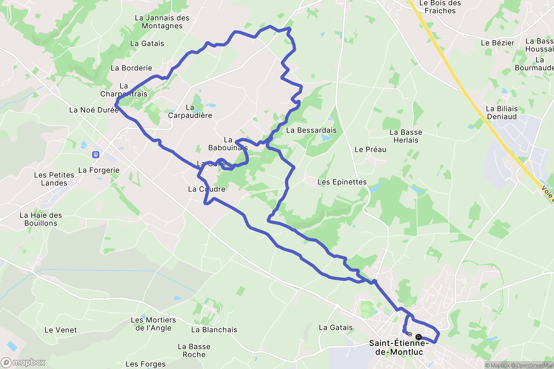 Saint-Étienne-de-Montluc : carte du parcours de randonnée - France