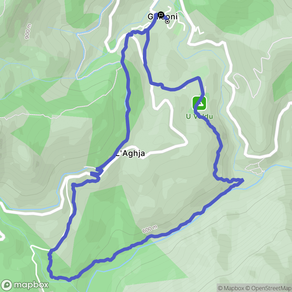Ghisoni : carte du parcours de randonnée - France