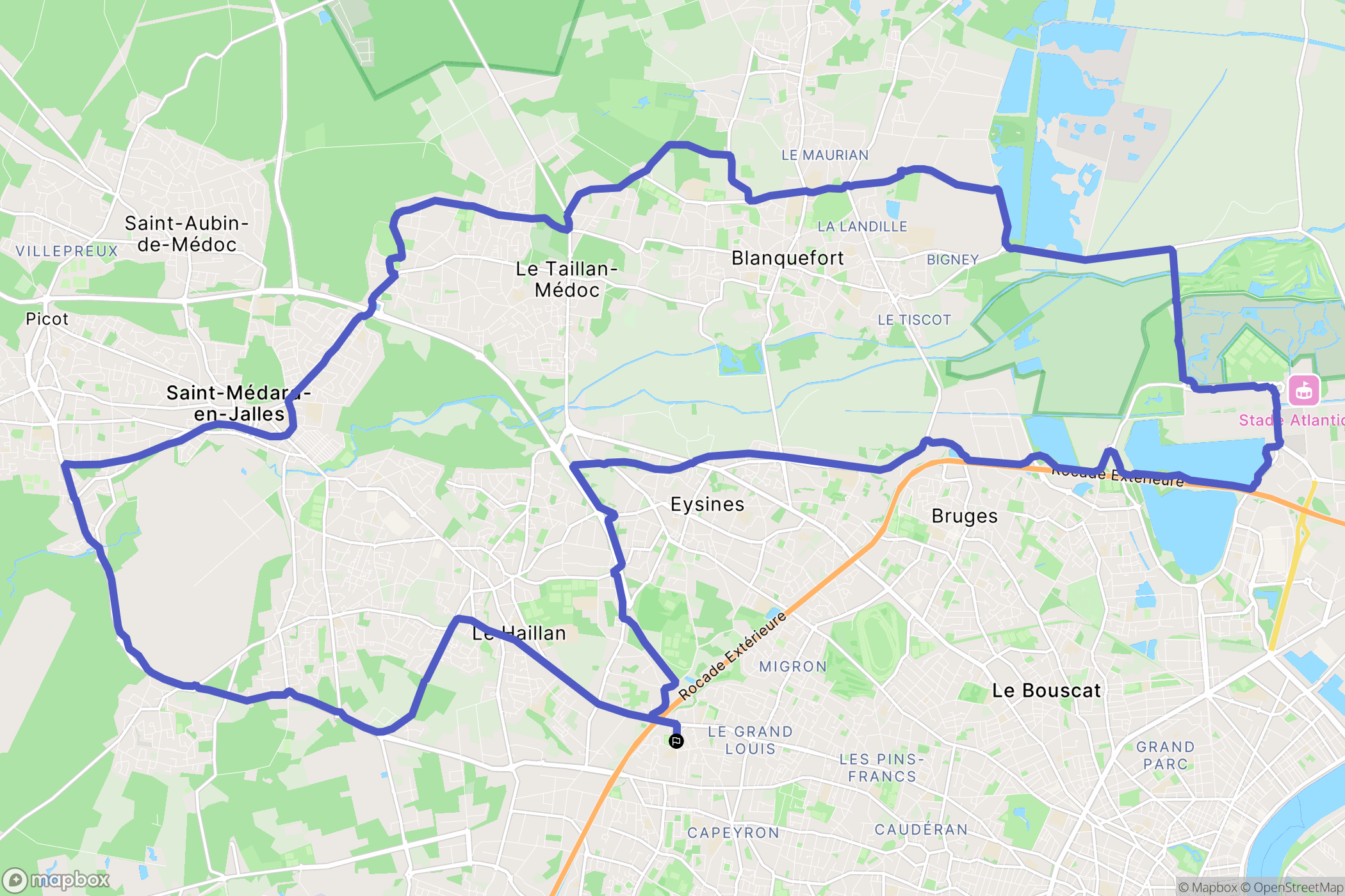 Mérignac : carte du parcours de randonnée - France