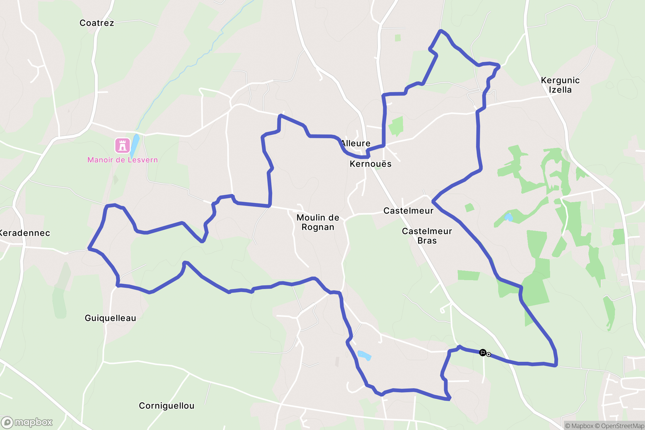 Kernouës : carte du parcours de randonnée - France