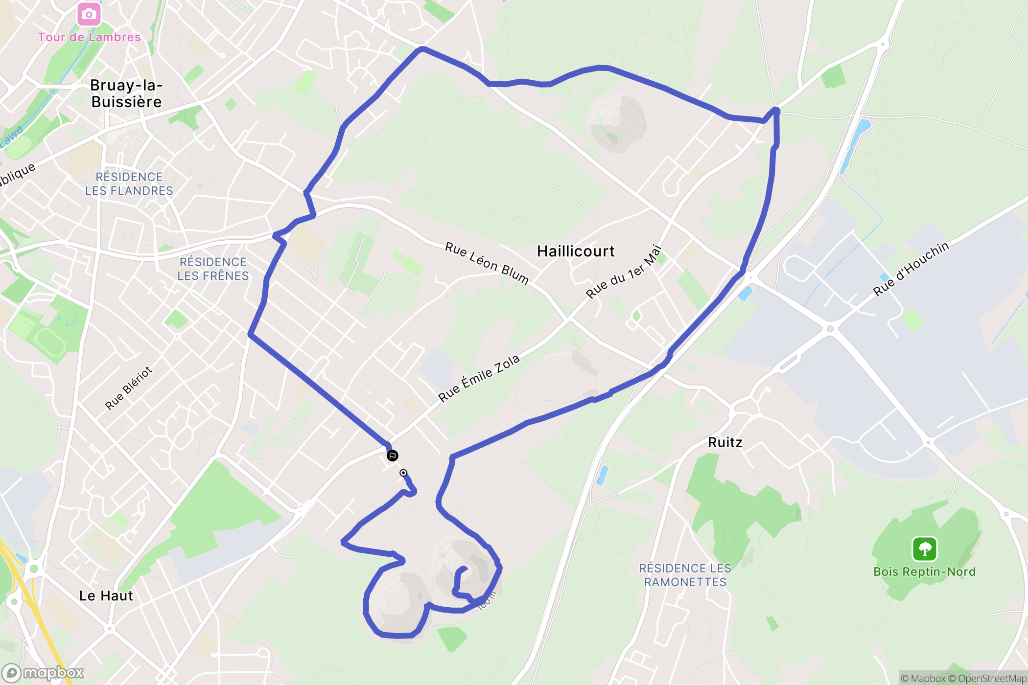 Haillicourt : carte du parcours de randonnée - France