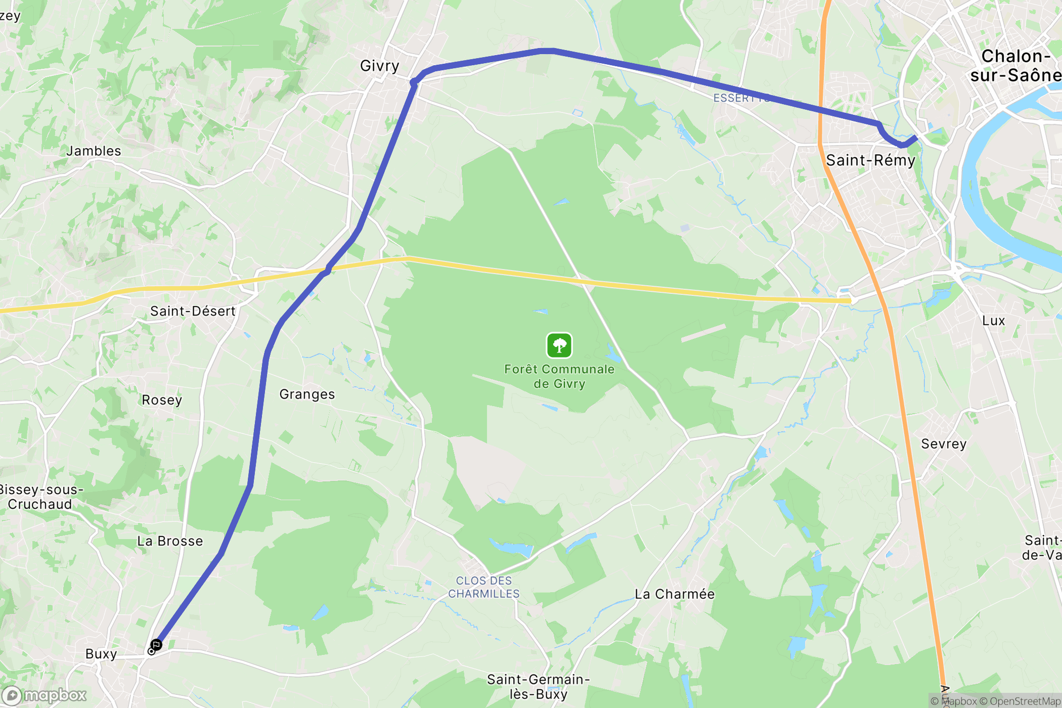 Buxy : carte du parcours de randonnée - France