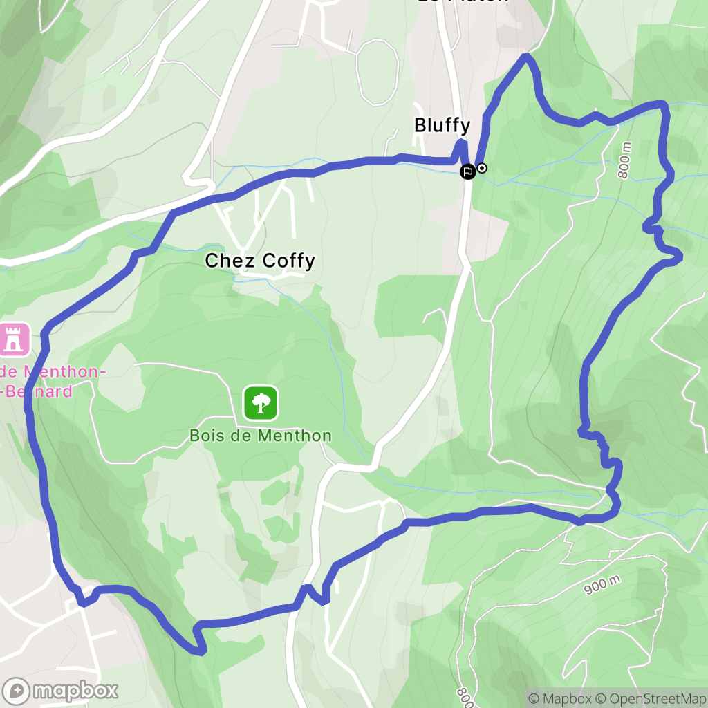 Bluffy : carte du parcours de randonnée - France