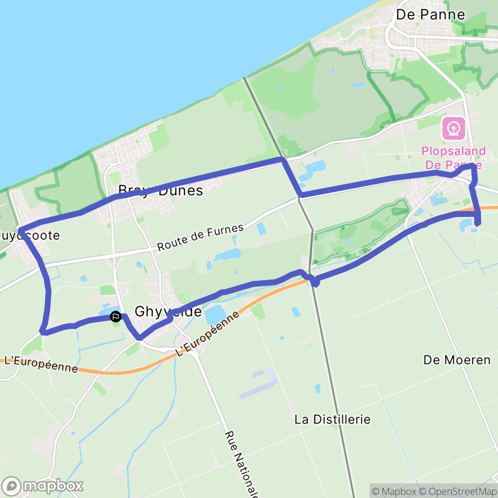 Ghyvelde : carte du parcours de randonnée - France