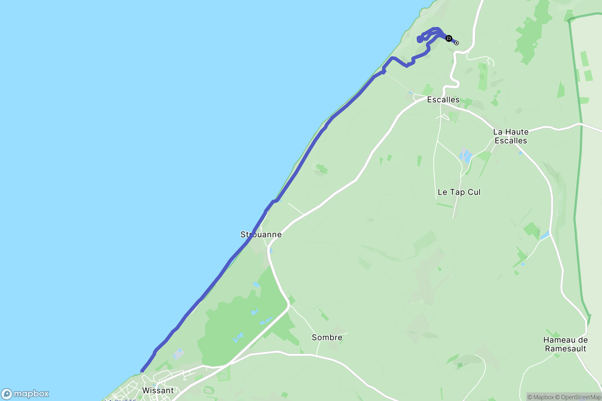 Sangatte : carte du parcours de randonnée - France