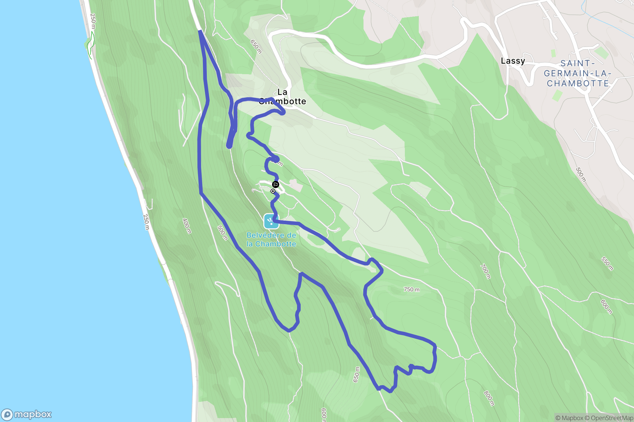 Entrelacs : carte du parcours de randonnée - France