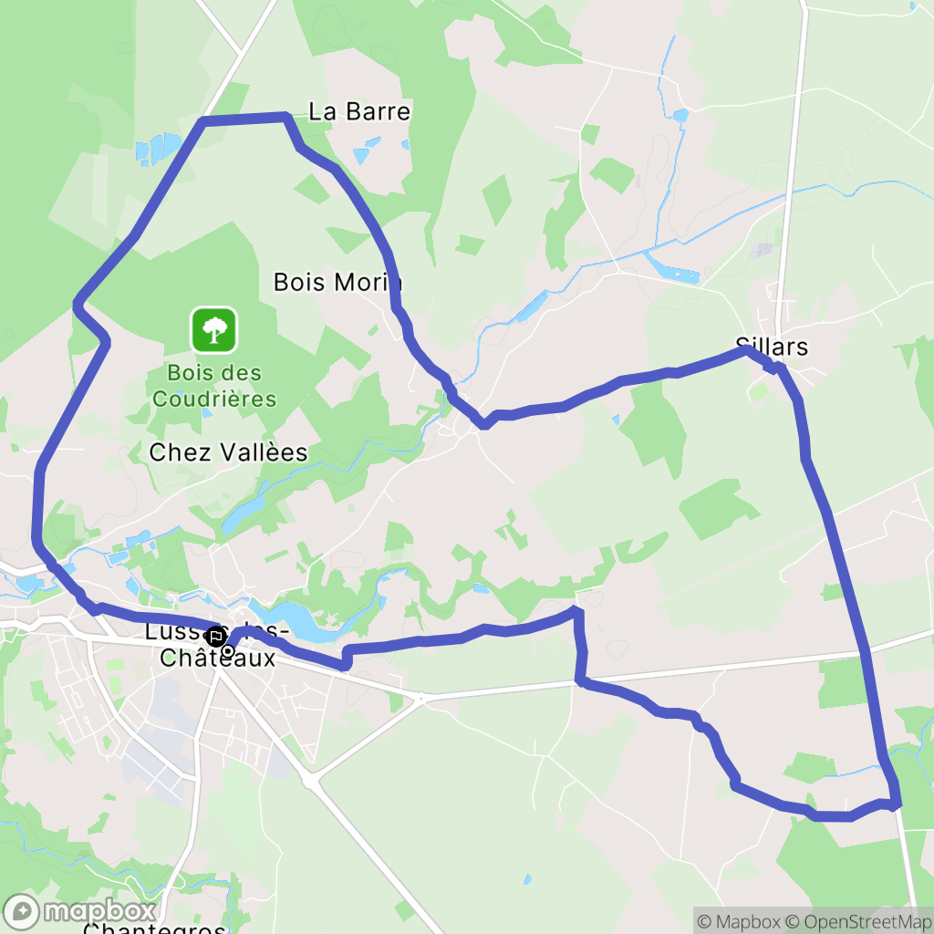Lussac-les-Châteaux : carte du parcours de randonnée - France