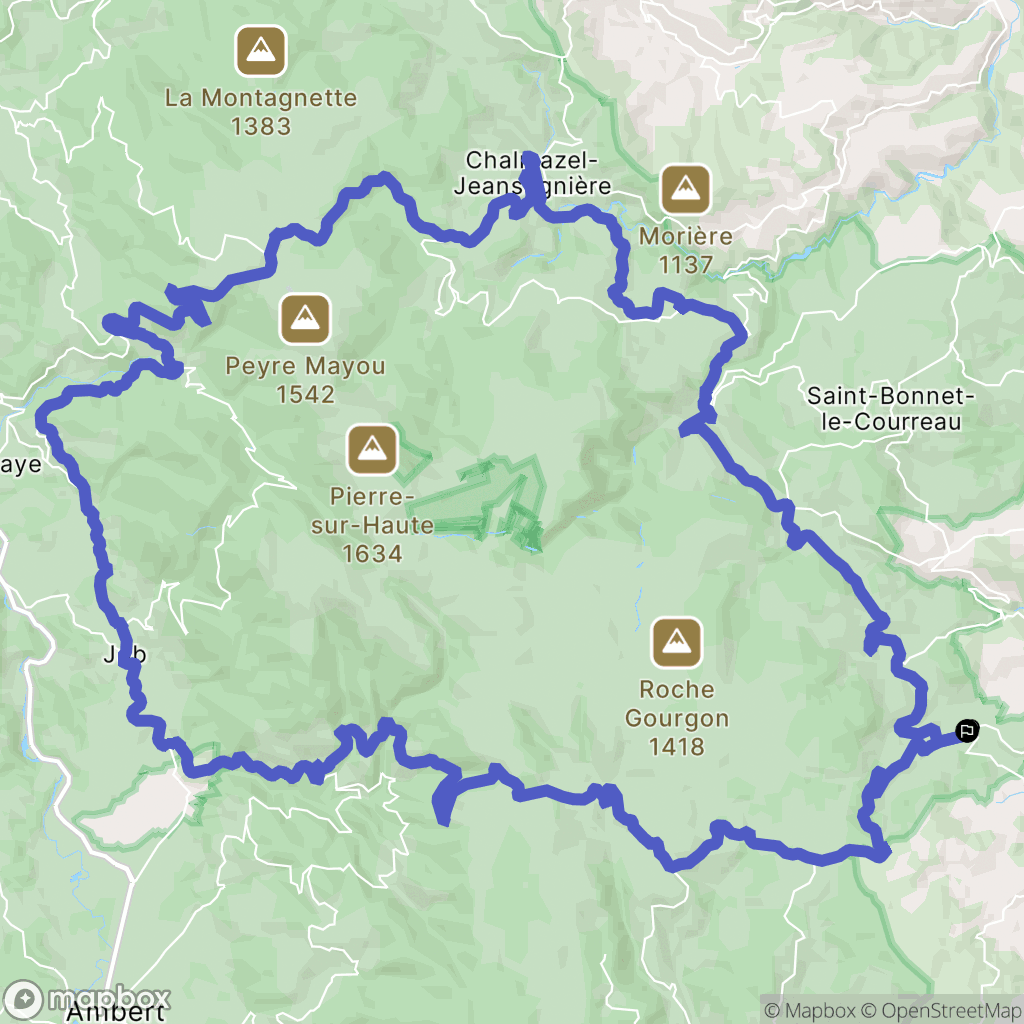 Lérigneux : carte du parcours de randonnée - France