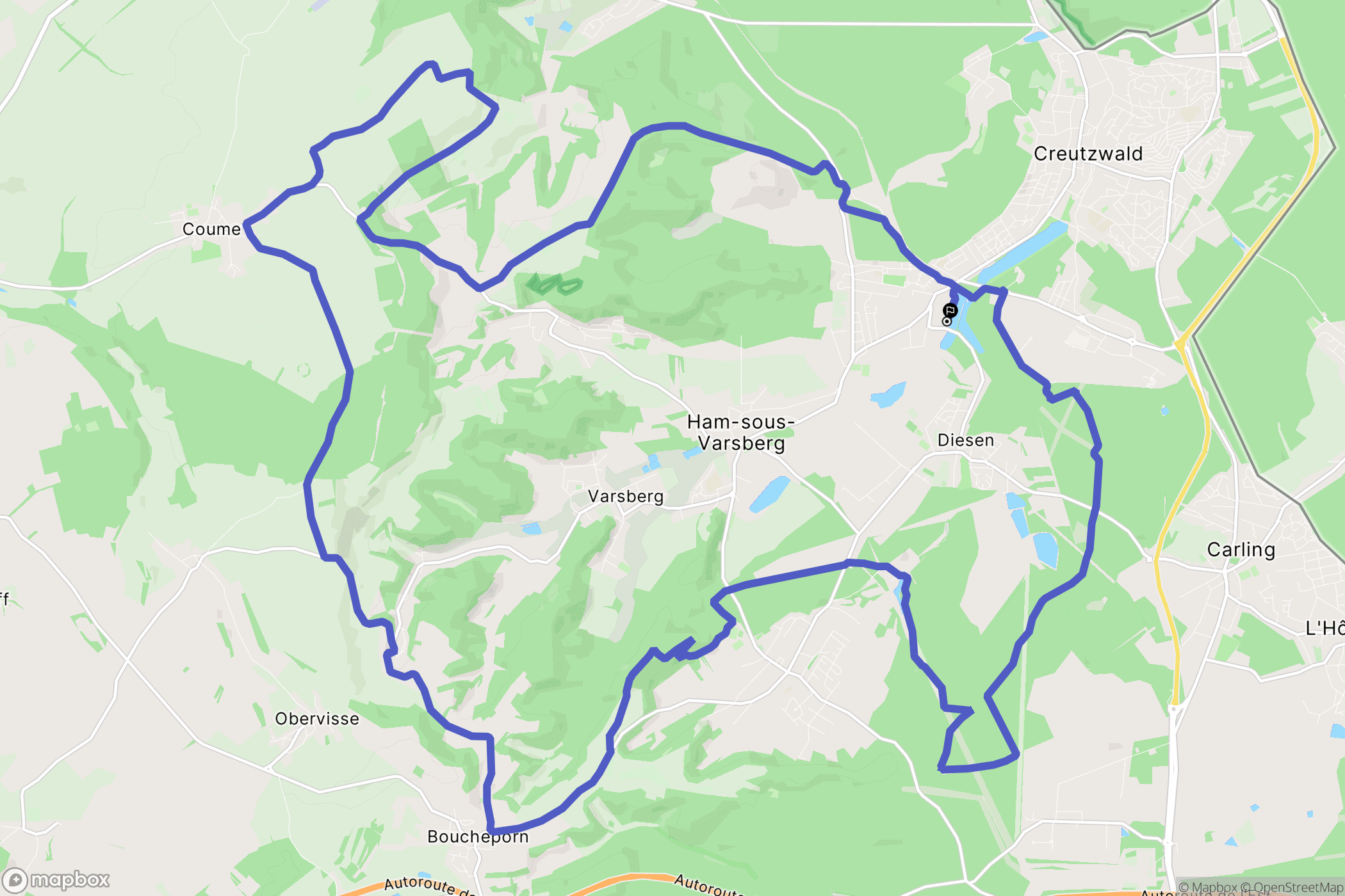 Ham-sous-Varsberg : carte du parcours de randonnée - France