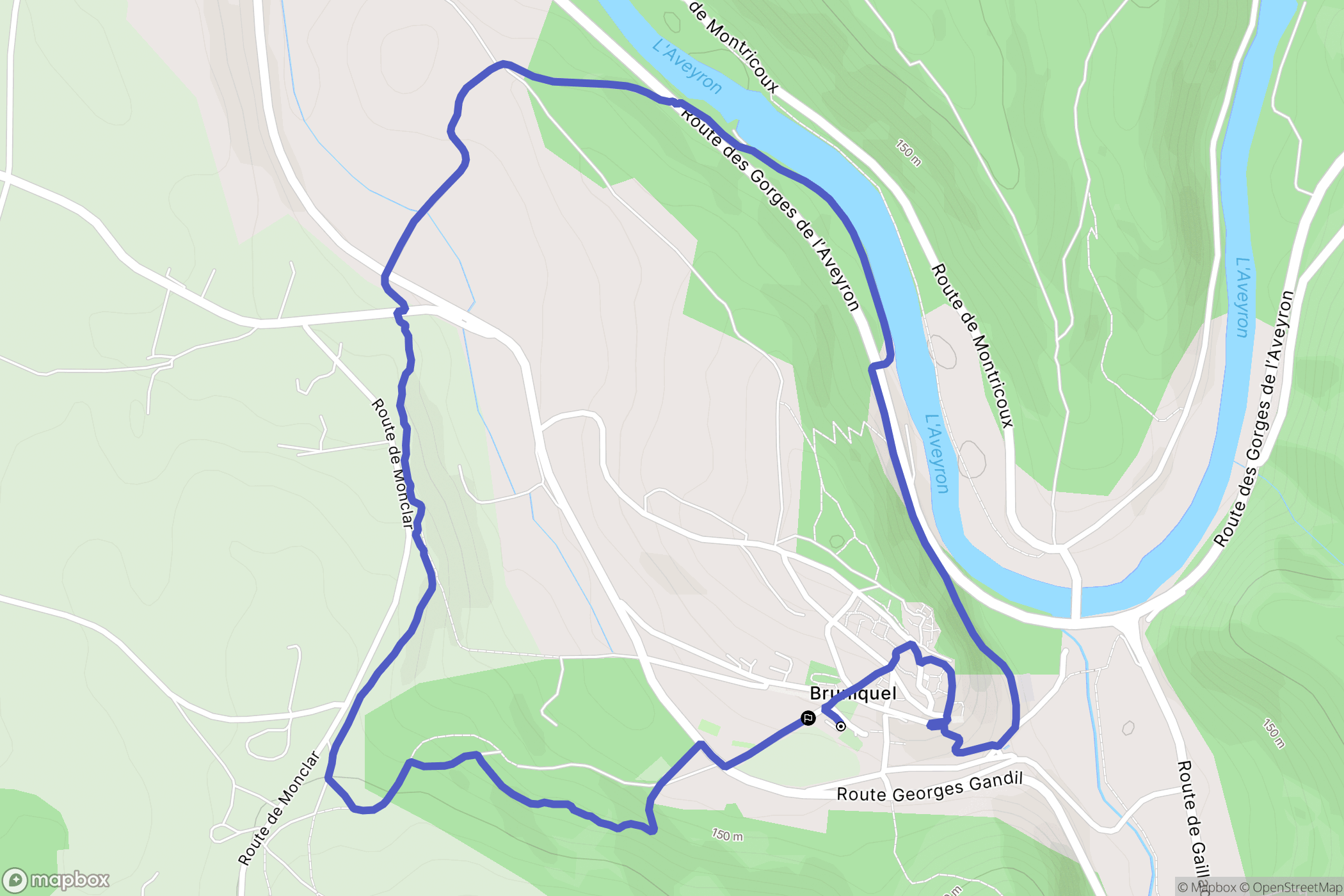 Bruniquel : carte du parcours de randonnée - France