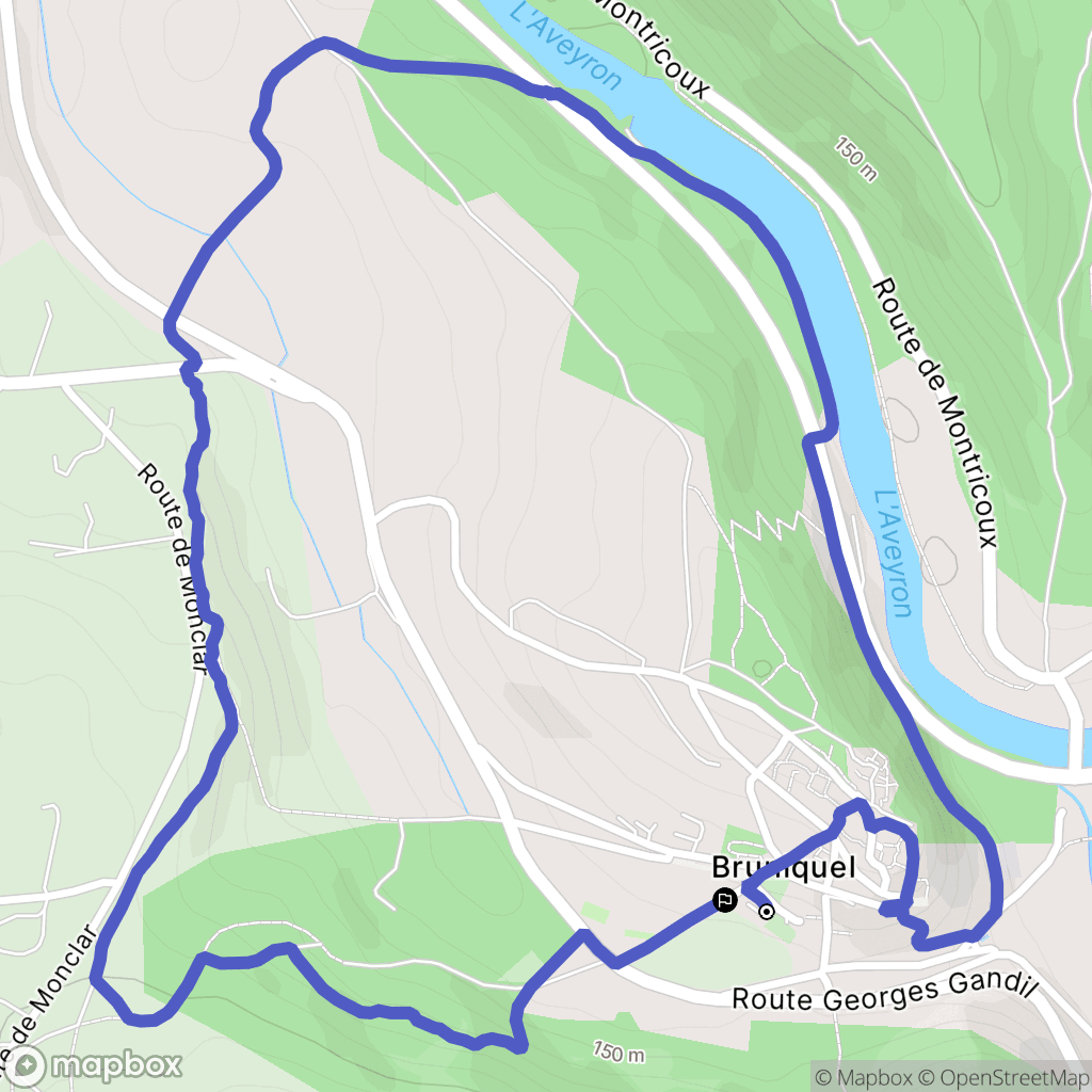 Bruniquel : carte du parcours de randonnée - France