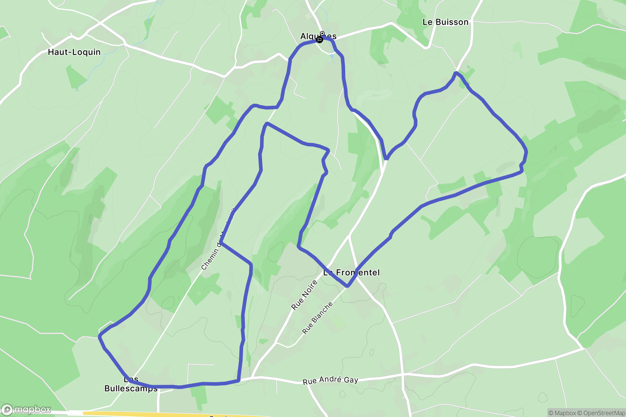 Alquines : carte du parcours de randonnée - France
