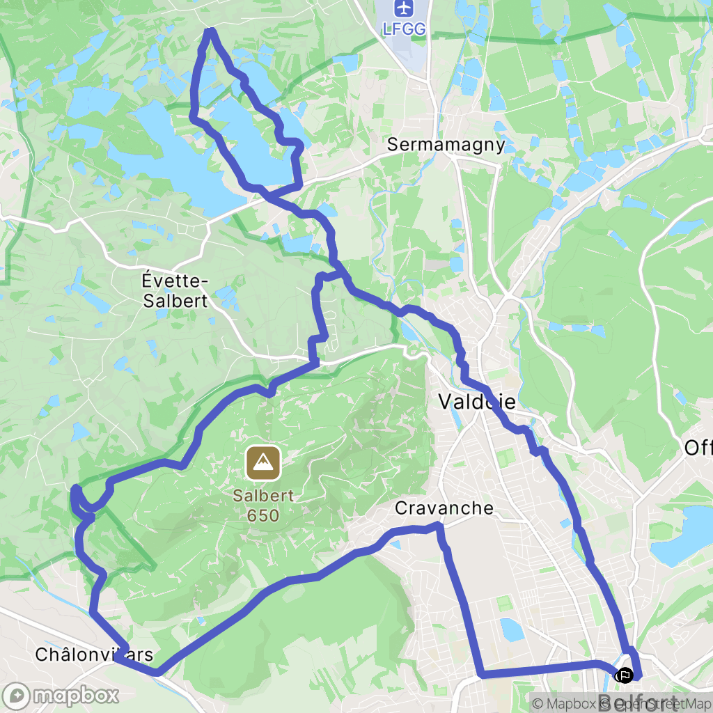Belfort : carte du parcours de randonnée - France