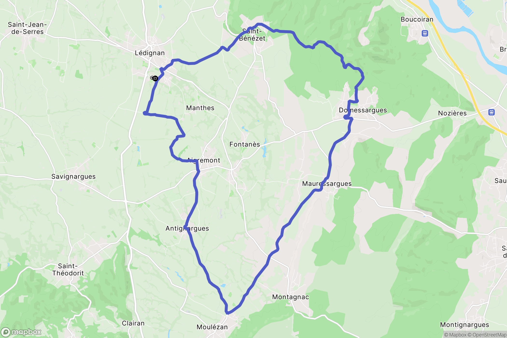Lédignan : carte du parcours de randonnée - France