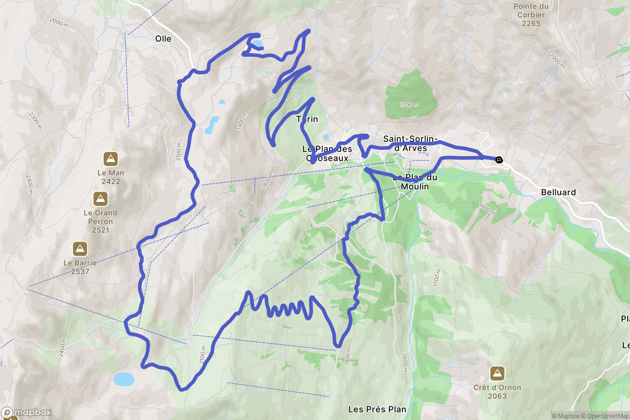 Saint-Sorlin-d'Arves : carte du parcours de randonnée - France