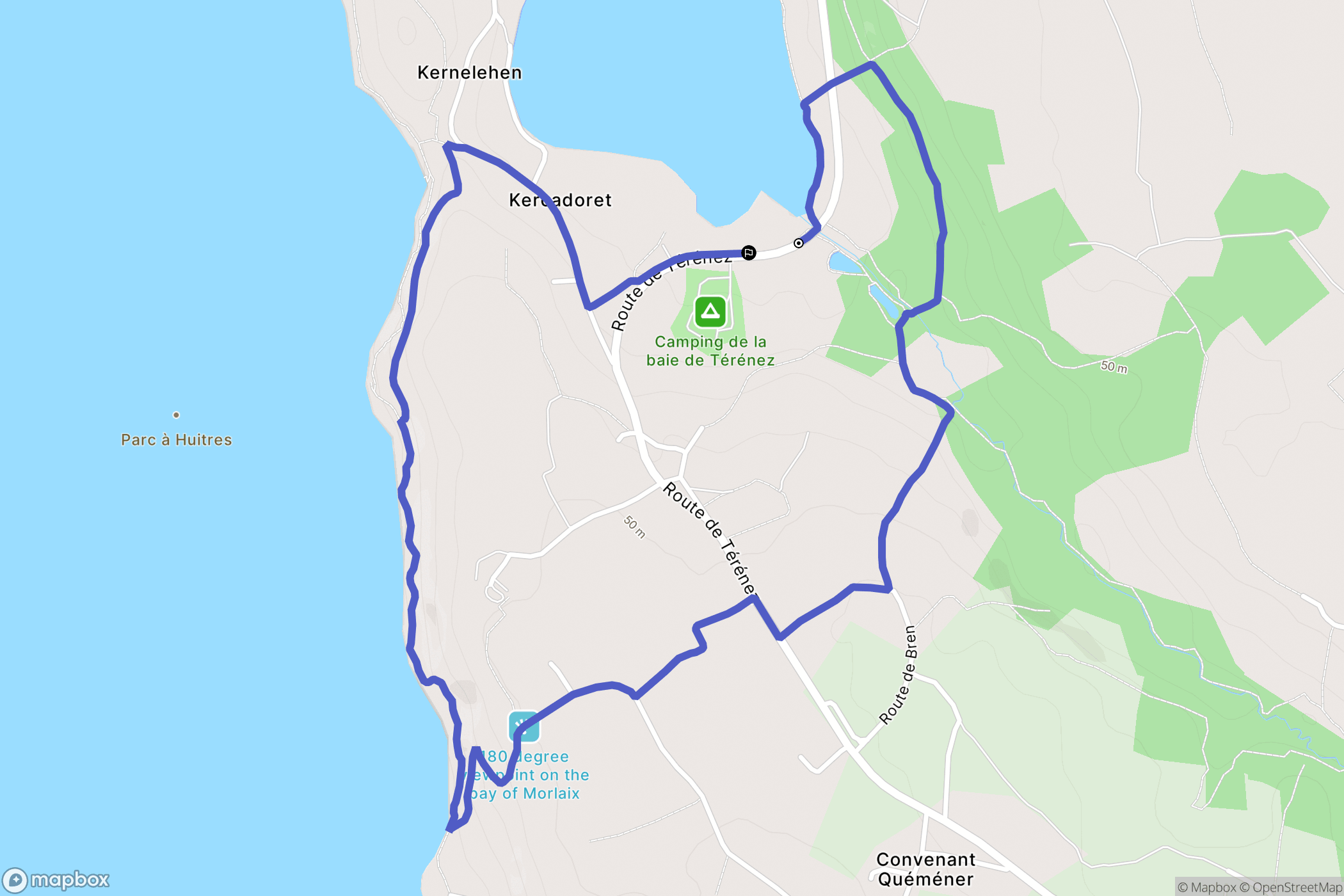 Plouezoc'h : carte du parcours de randonnée - France