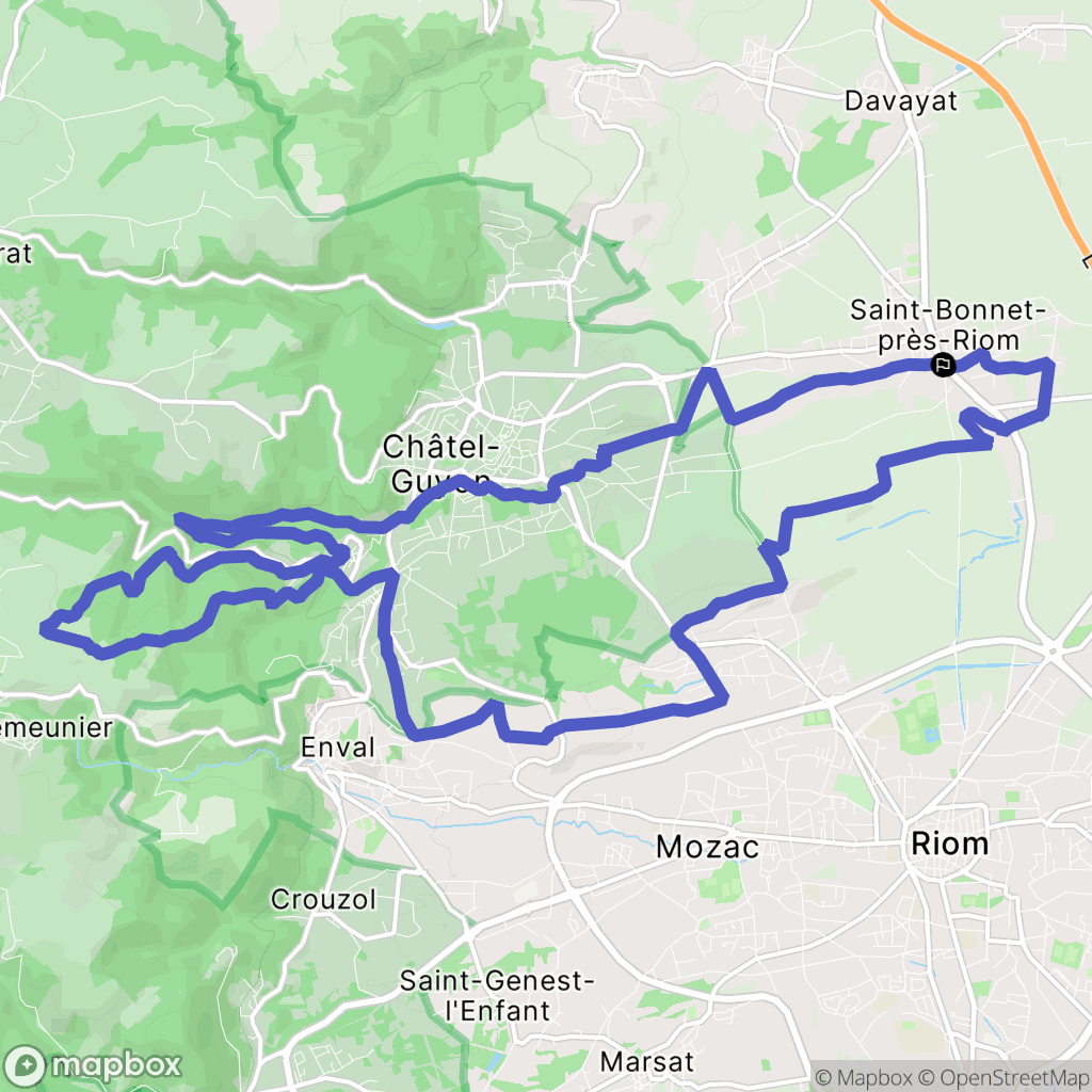 Saint-Bonnet-prés-Riom : carte du parcours de randonnée - France
