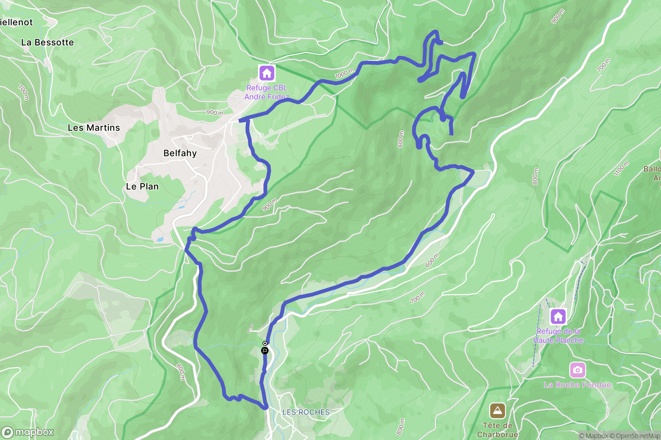 Plancher-les-Mines : carte du parcours de randonnée - France