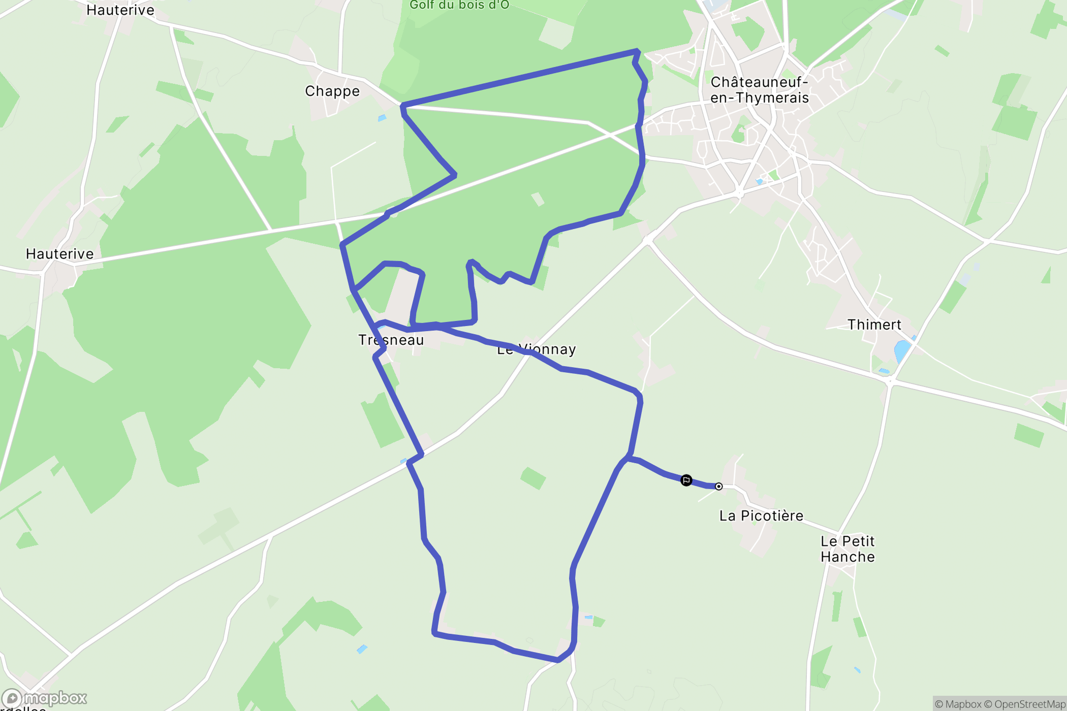 Thimert-Gâtelles : carte du parcours de randonnée - France