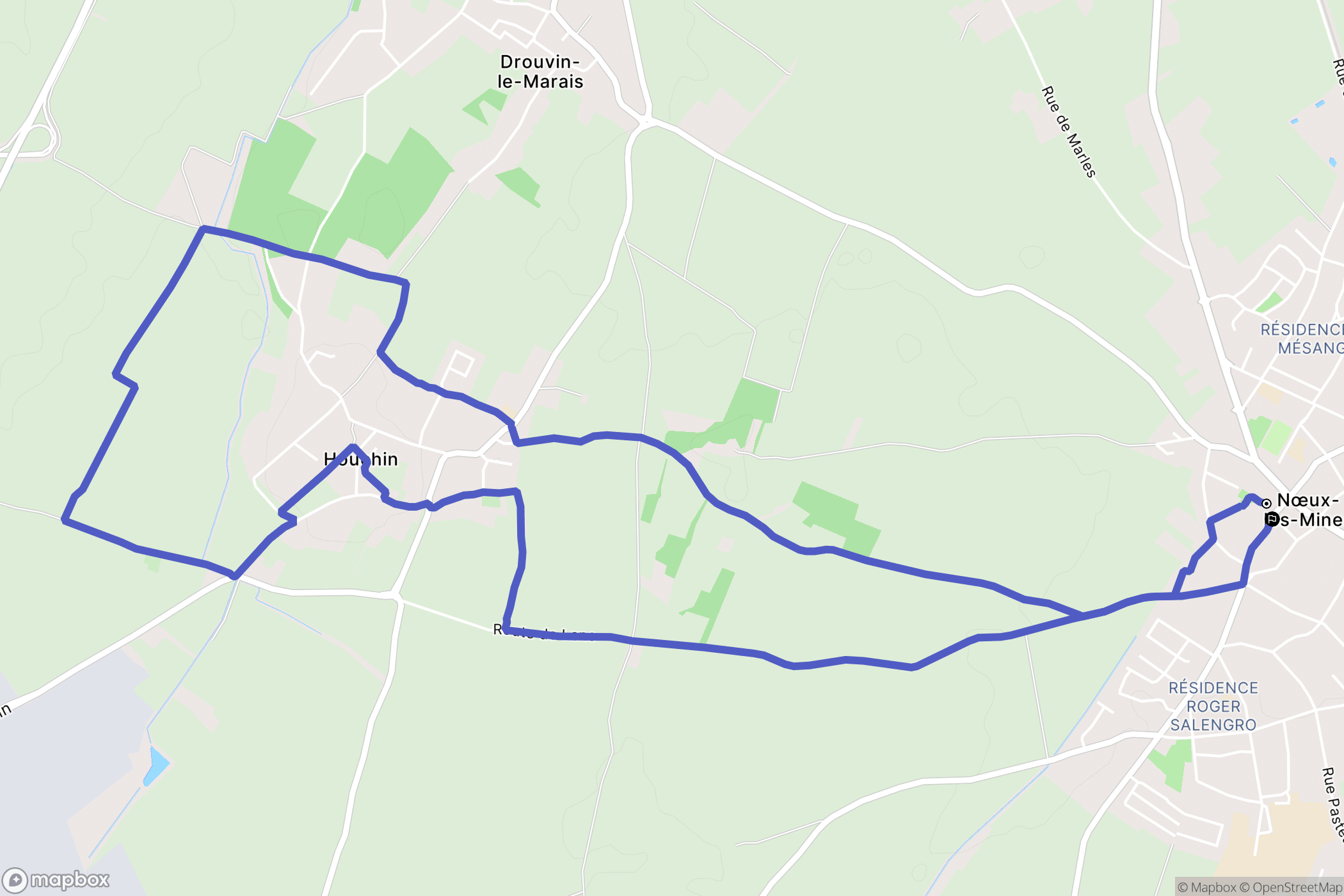 Nœux-les-Mines : carte du parcours de randonnée - France