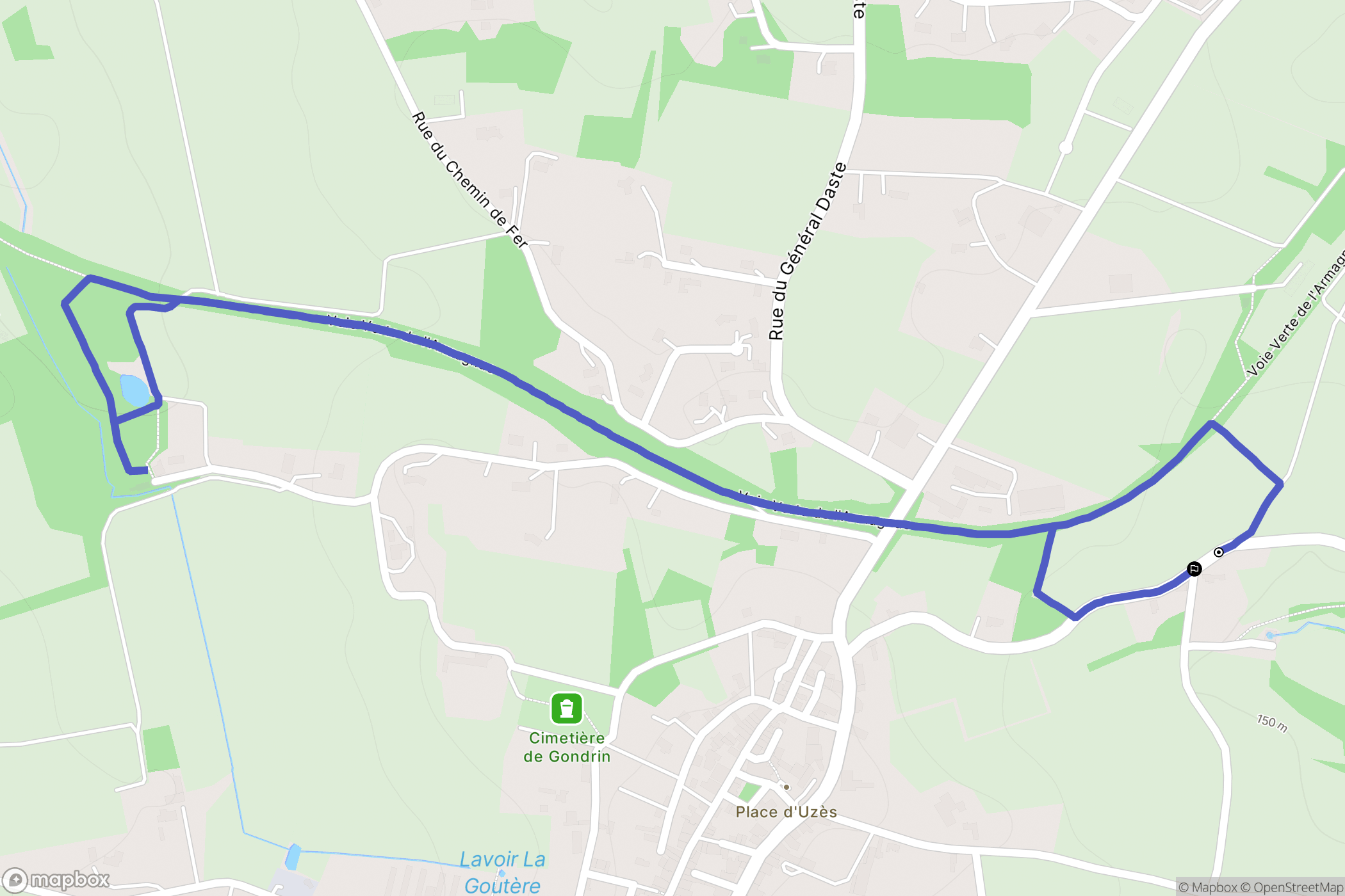 Gondrin : carte du parcours de randonnée - France