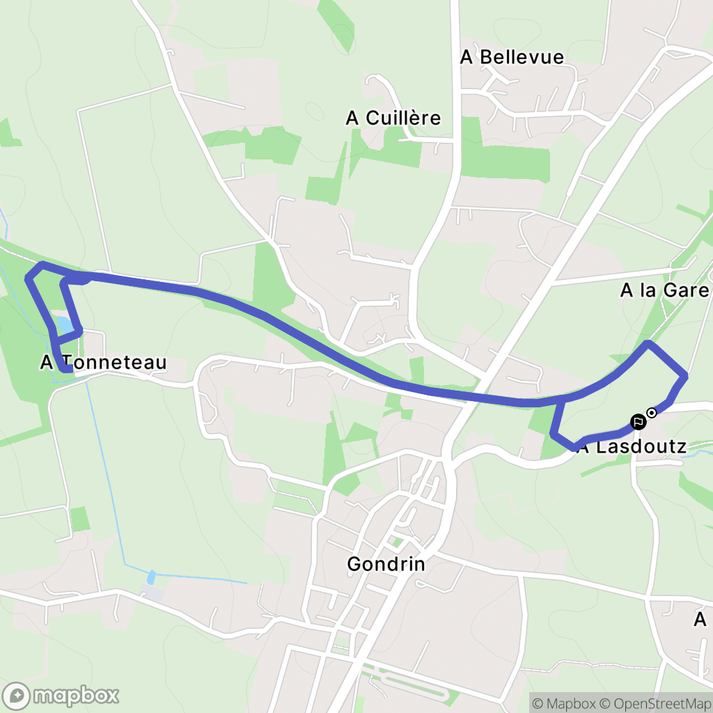 Gondrin : carte du parcours de randonnée - France