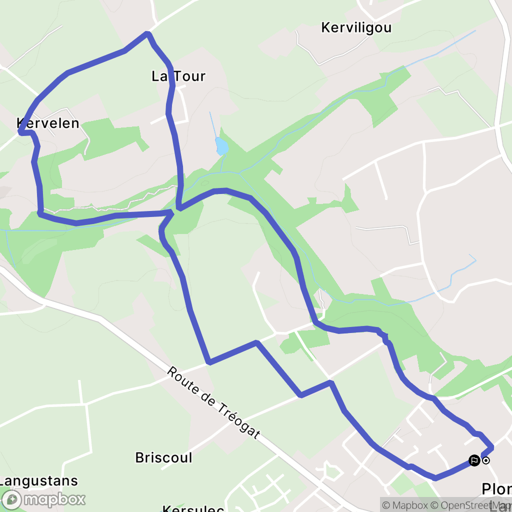 Plonéour-Lanvern : carte du parcours de randonnée - France