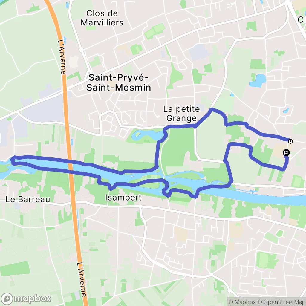 Olivet : carte du parcours de randonnée - France