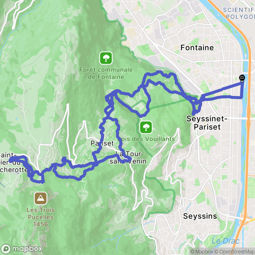 Fontaine : carte du parcours de randonnée - France