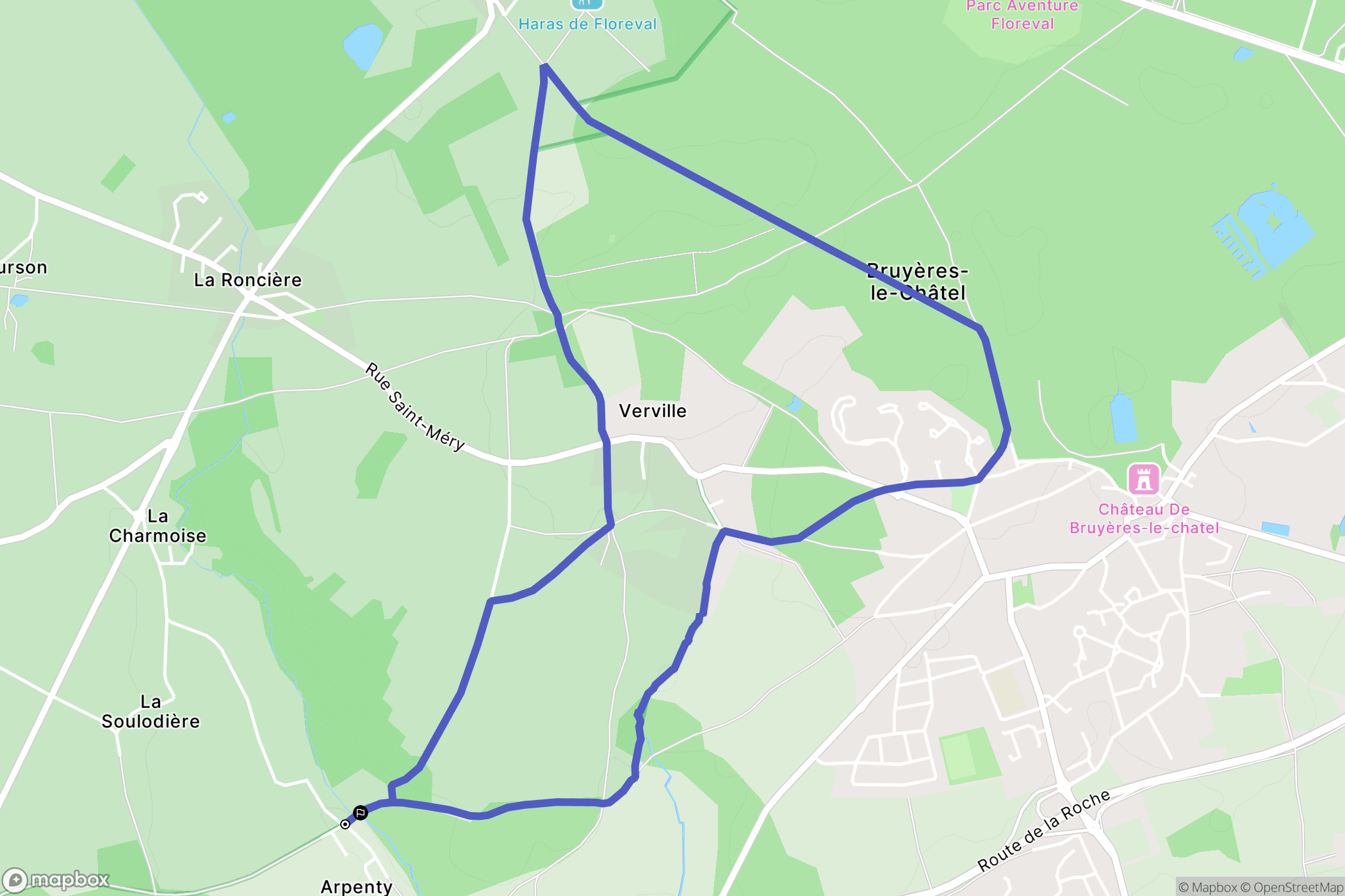 Bruyères-le-Châtel : carte du parcours de randonnée - France