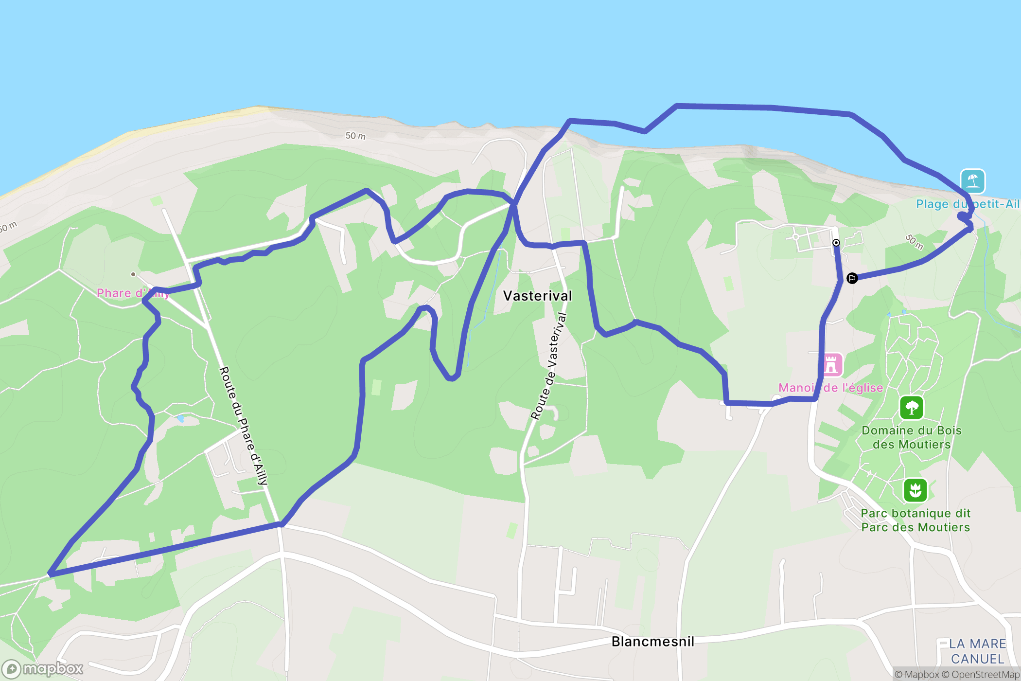 Varengeville-sur-Mer : carte du parcours de randonnée - France