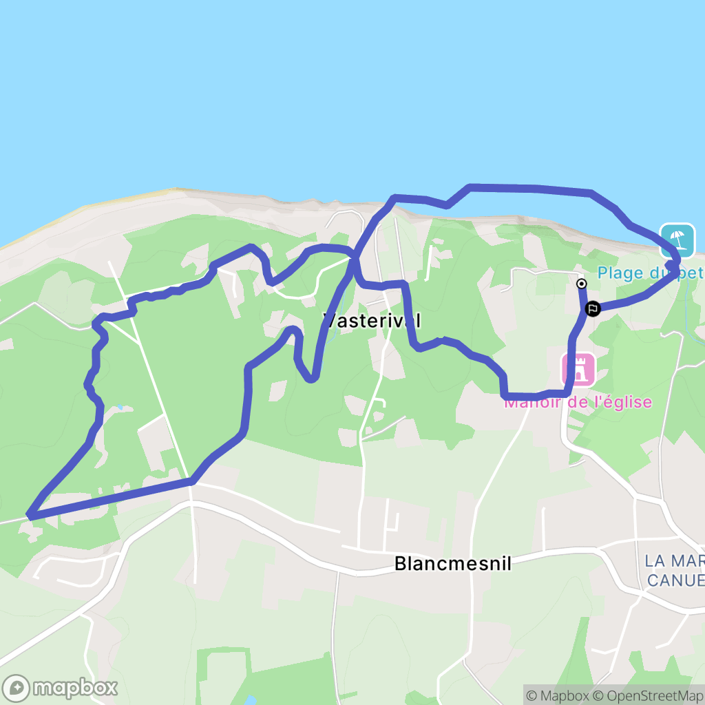 Varengeville-sur-Mer : carte du parcours de randonnée - France