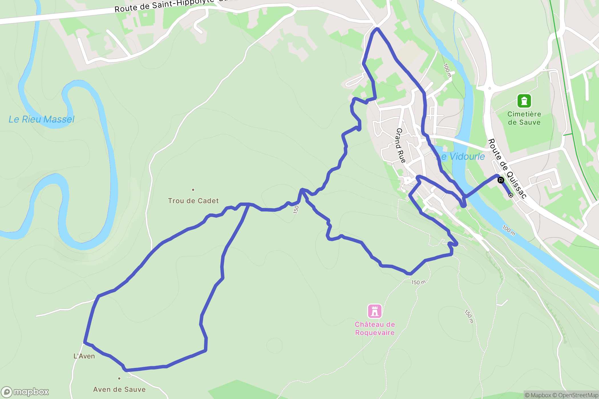 Sauve : carte du parcours de randonnée - France