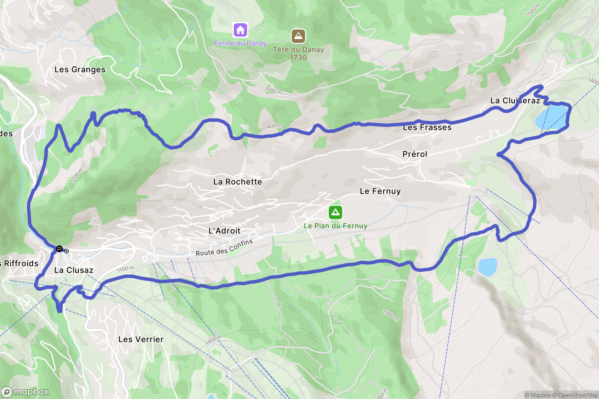 La Clusaz : carte du parcours de randonnée - France